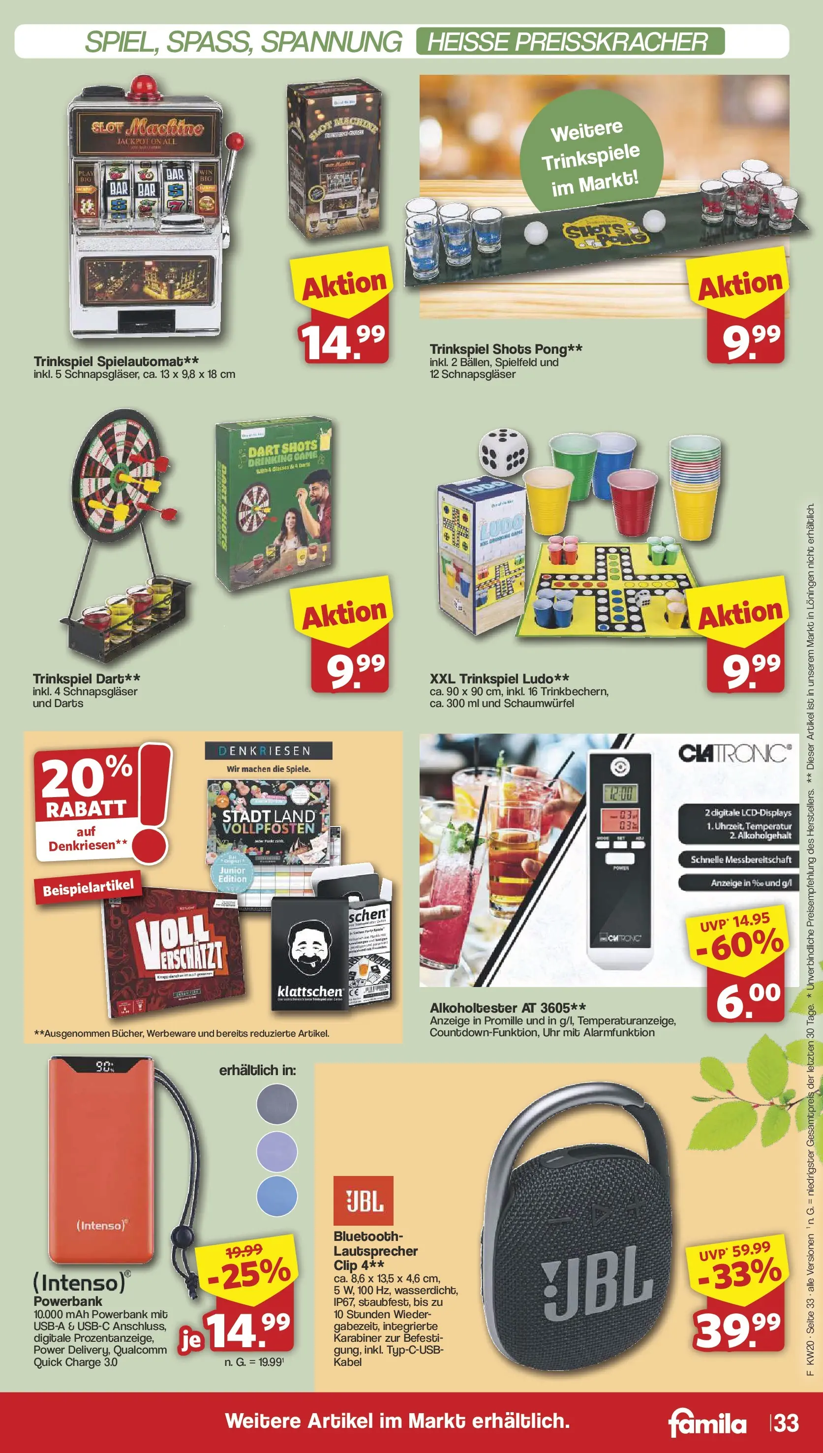 Famila Nordwest - Famila: Wochenangebote (ab 10.05.2026) zum Blättern | Seite: 33 | Produkte: Kabel, Lautsprecher, Powerbank, Uhr