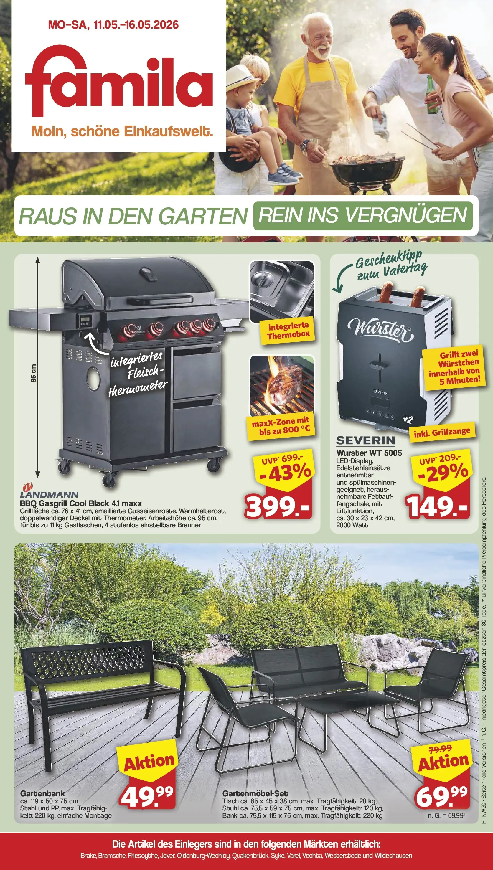 Famila Nordwest Einleger (ab 11.05.2026) zum Blättern | Seite: 1 | Produkte: Thermometer, Tisch, Stuhl, Fleisch