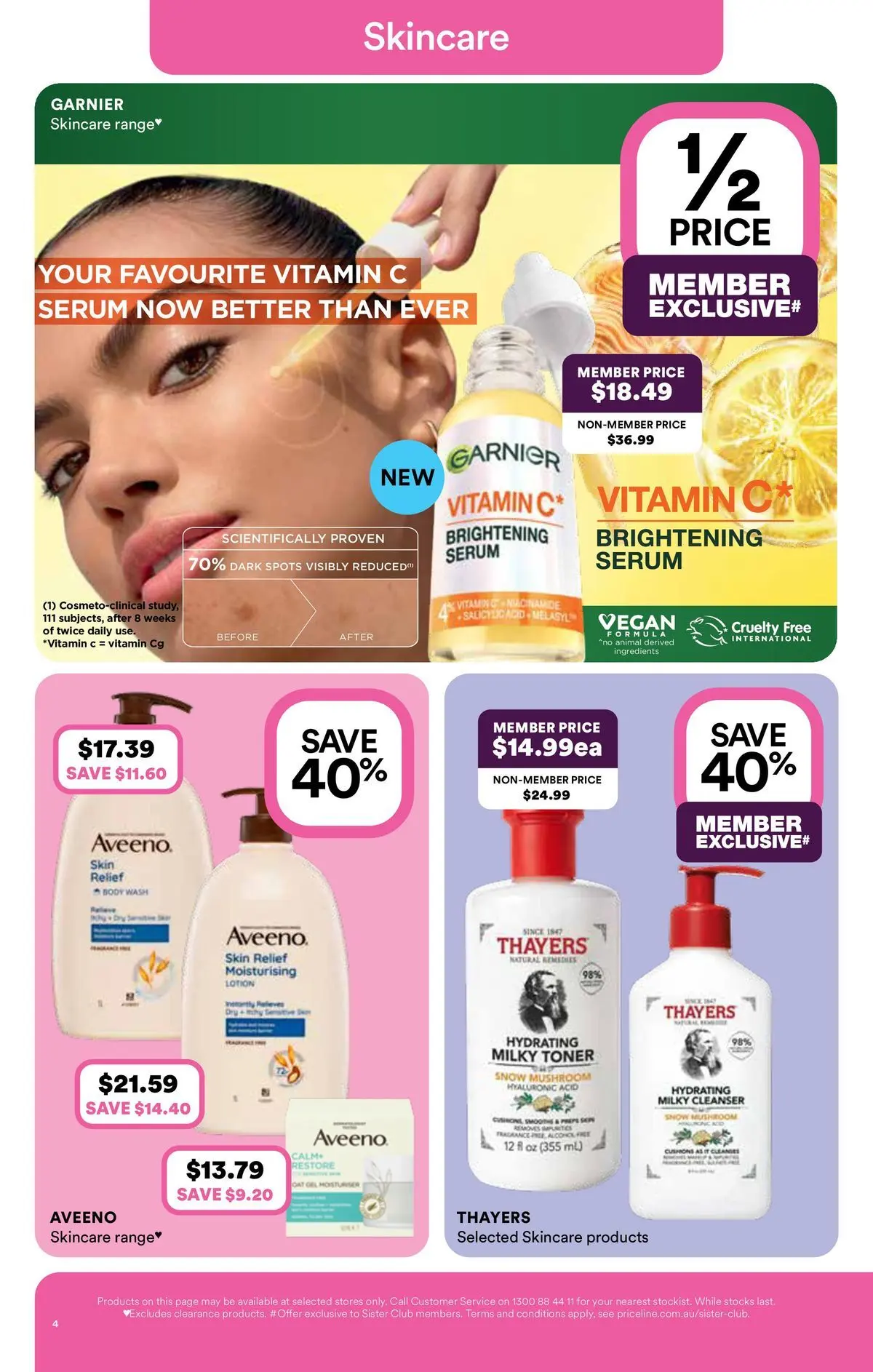 Priceline Pharmacy catalogue Bundoora - 06/05/2026 > weekly / monthly specials | Page: 4 | Products: Lotion, Toner, Vitamin