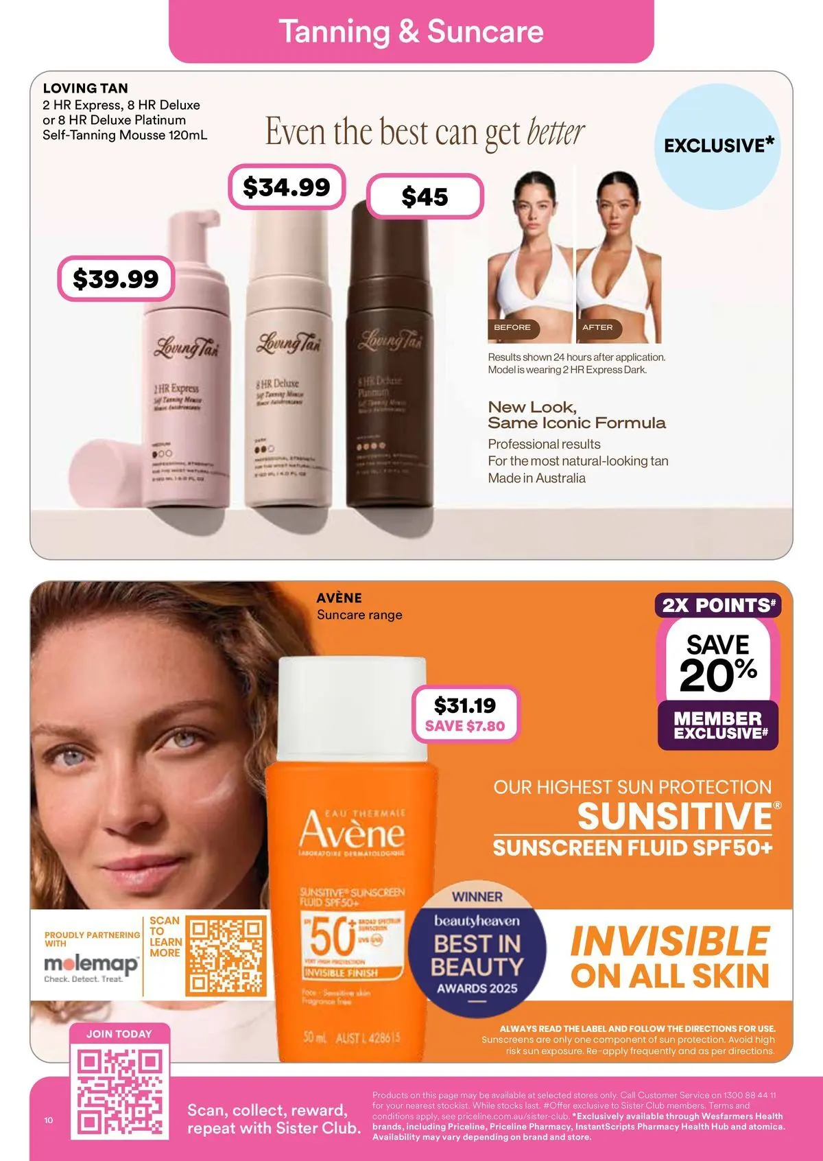 Priceline Pharmacy catalogue Bundoora - 06/05/2026 > weekly / monthly specials | Page: 10 | Products: Sunscreen, Mousse, Sun protection