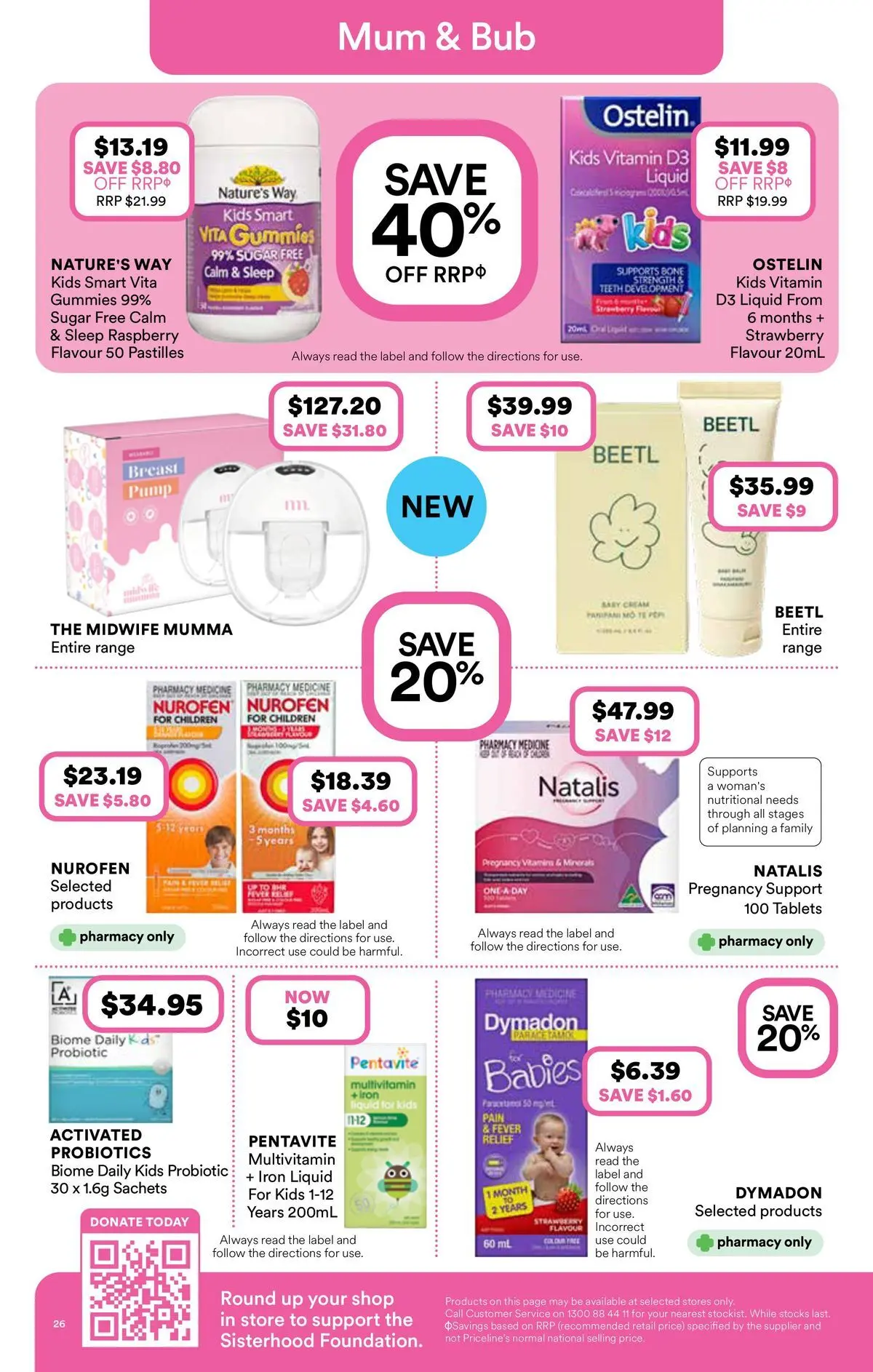 Priceline Pharmacy catalogue Bundoora - 06/05/2026 > weekly / monthly specials | Page: 26 | Products: Raspberry, Multivitamin, Breast pump, Iron