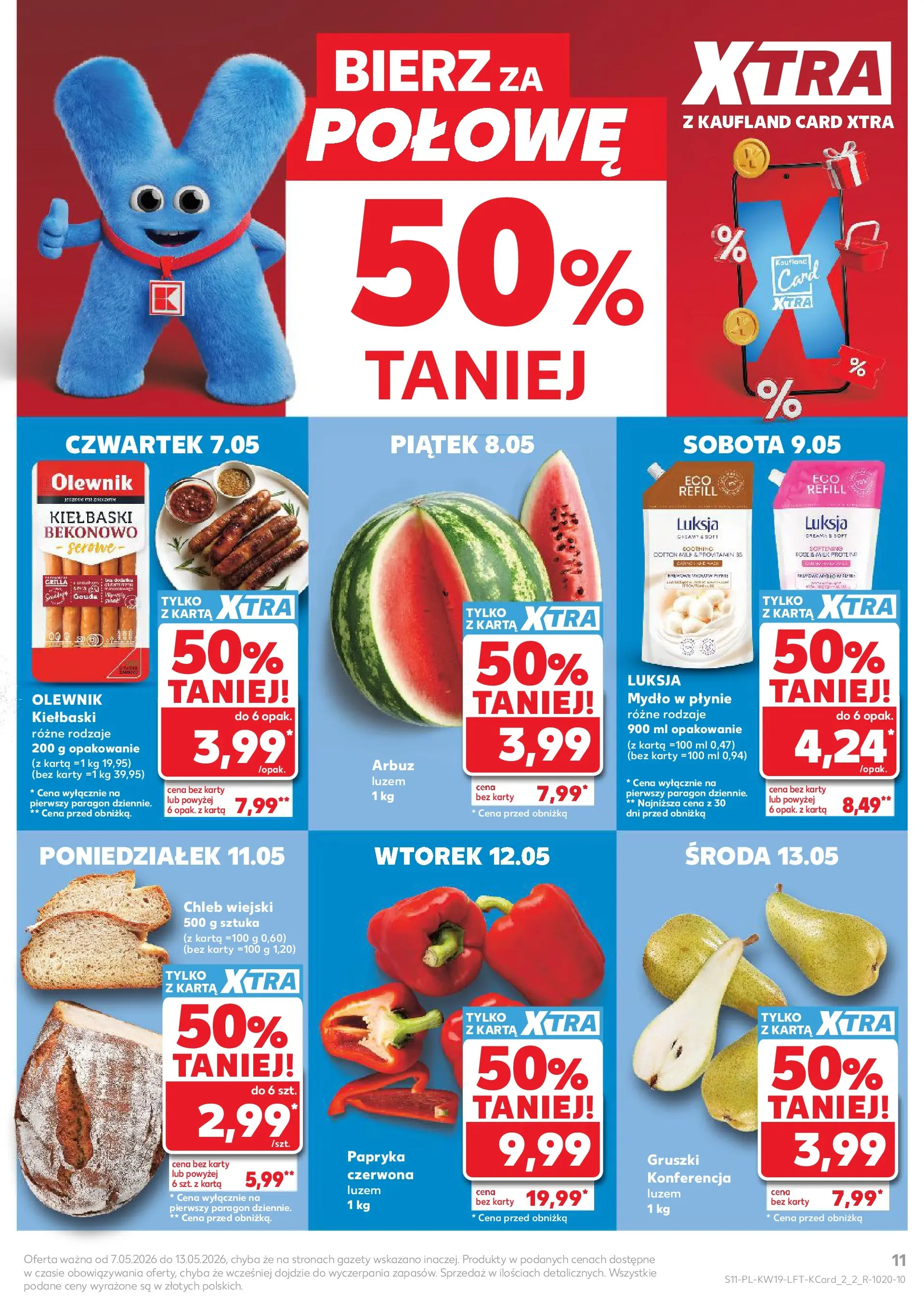 Kaufland gazetka od 07.05.2026 - od jutra PDF | Strona: 11 | Produkty: Karta, Arbuz, Papryka, Chleb