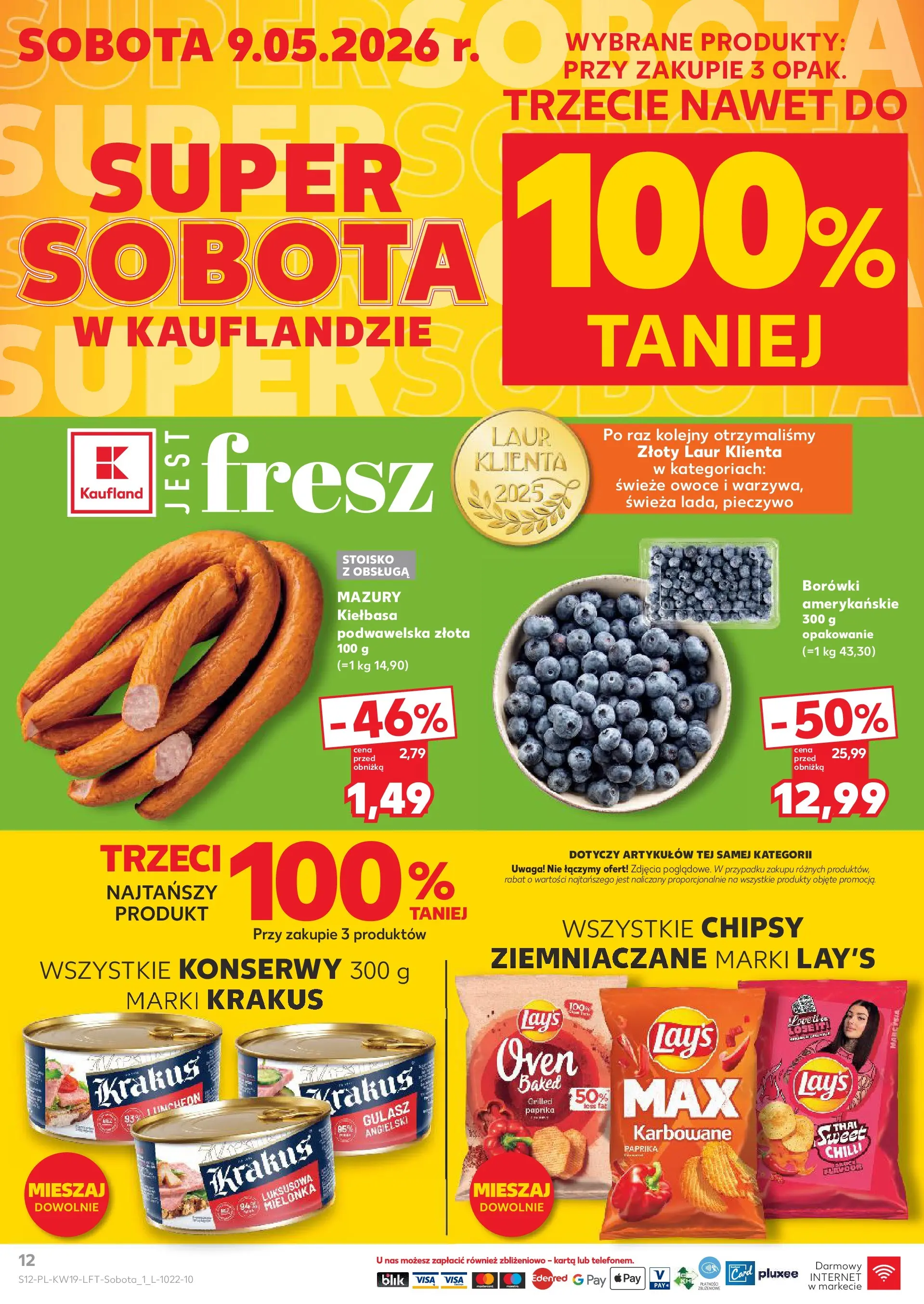 Kaufland gazetka od 07.05.2026 - od jutra PDF | Strona: 12 | Produkty: Kiełbasa, Pieczywo, Karta, Owoce