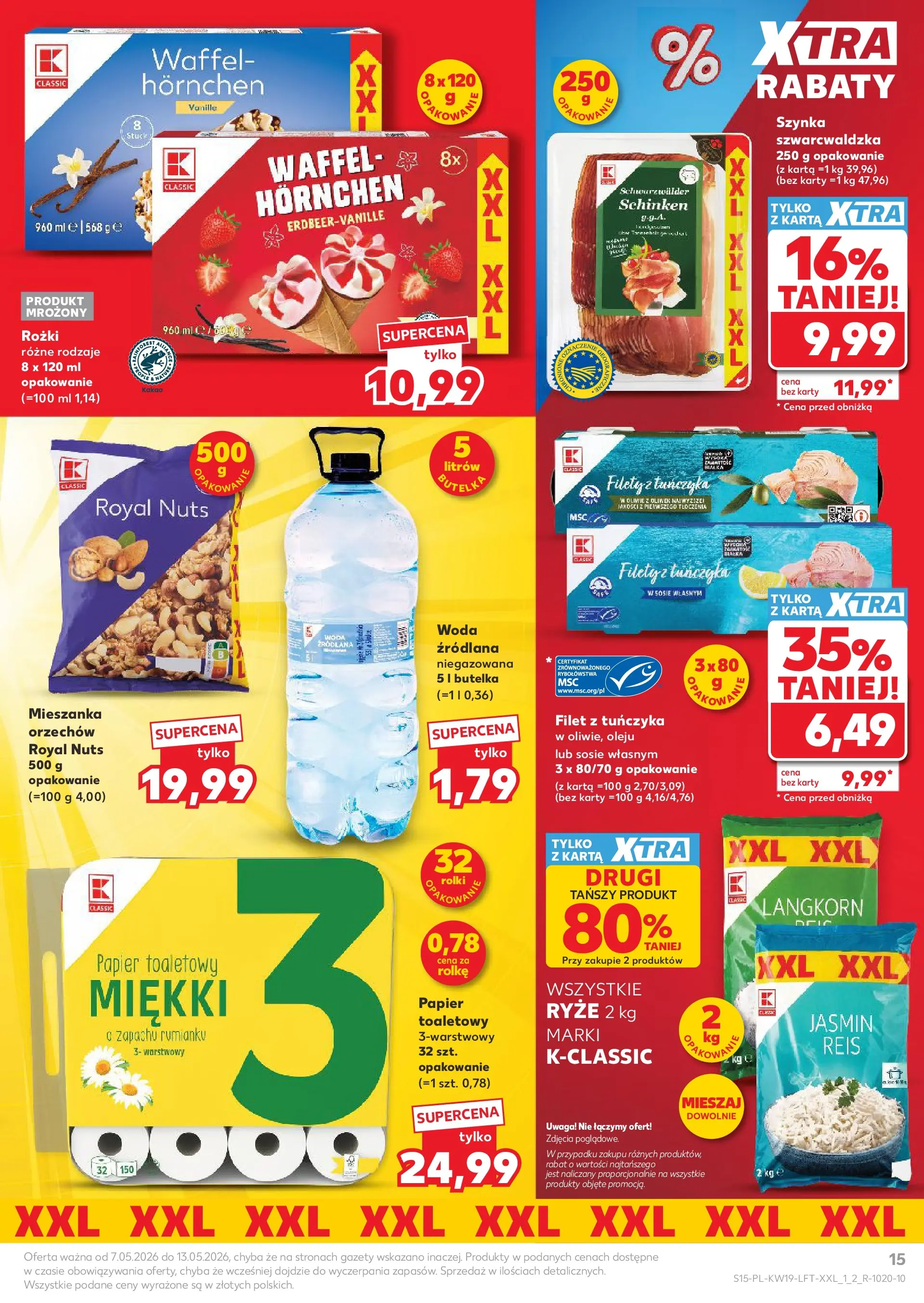 Kaufland gazetka od 07.05.2026 - od jutra PDF | Strona: 15 | Produkty: Karta, Papier toaletowy, Rolki, Szynka
