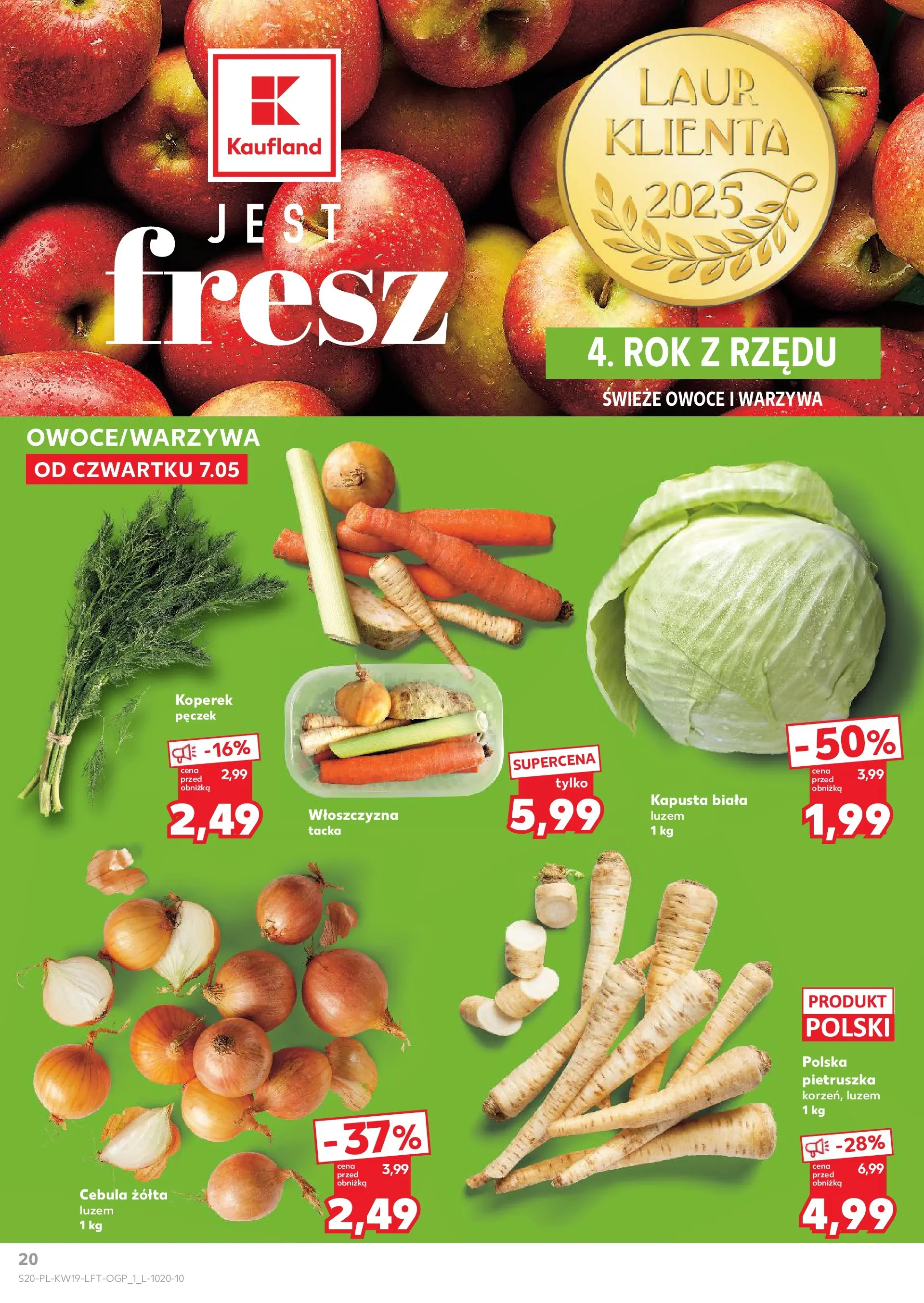 Kaufland gazetka od 07.05.2026 - od jutra PDF | Strona: 20 | Produkty: Kapusta, Koperek, Warzywa, Owoce