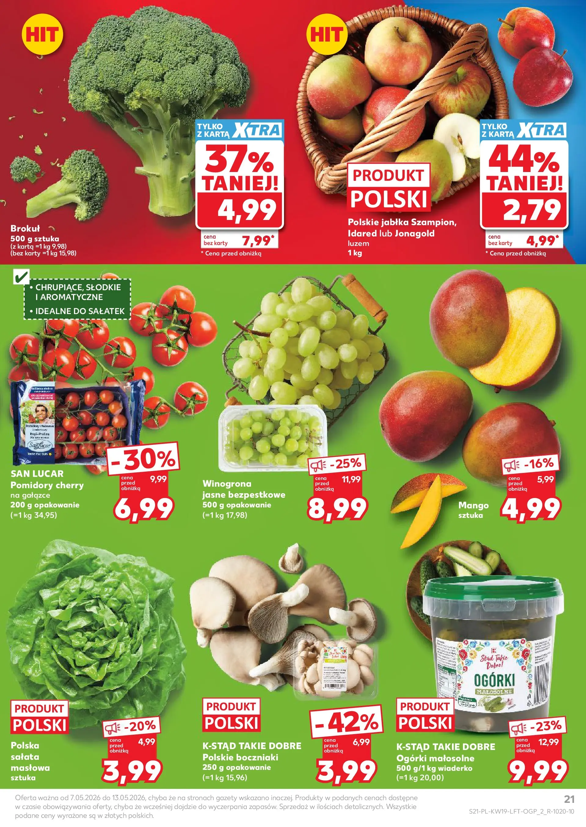 Kaufland gazetka od 07.05.2026 - od jutra PDF | Strona: 21 | Produkty: Mango, Karta, Jabłka, Pomidory