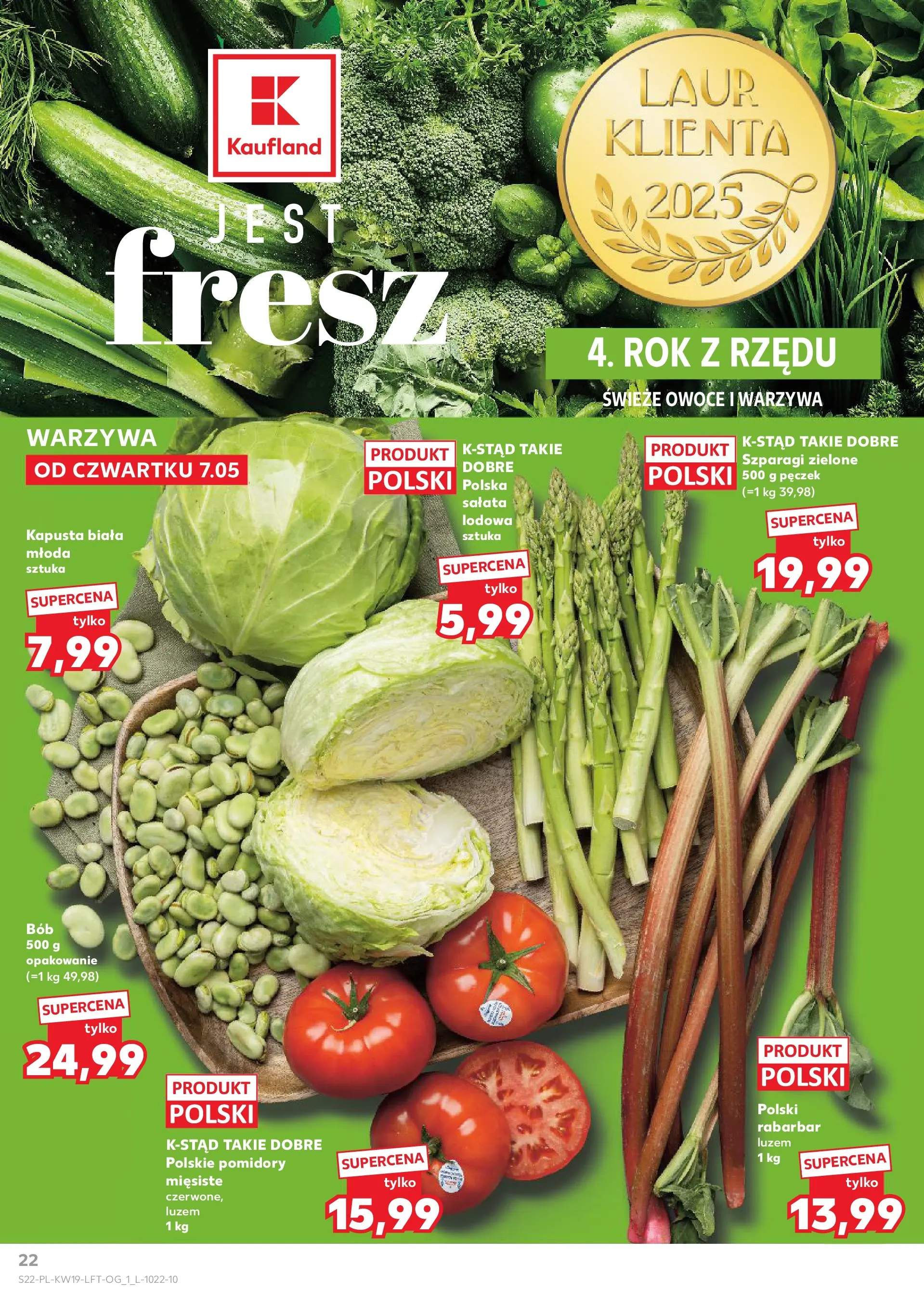 Kaufland gazetka od 07.05.2026 - od jutra PDF | Strona: 22 | Produkty: Kapusta, Szparagi, Pomidory, Kapusta biała
