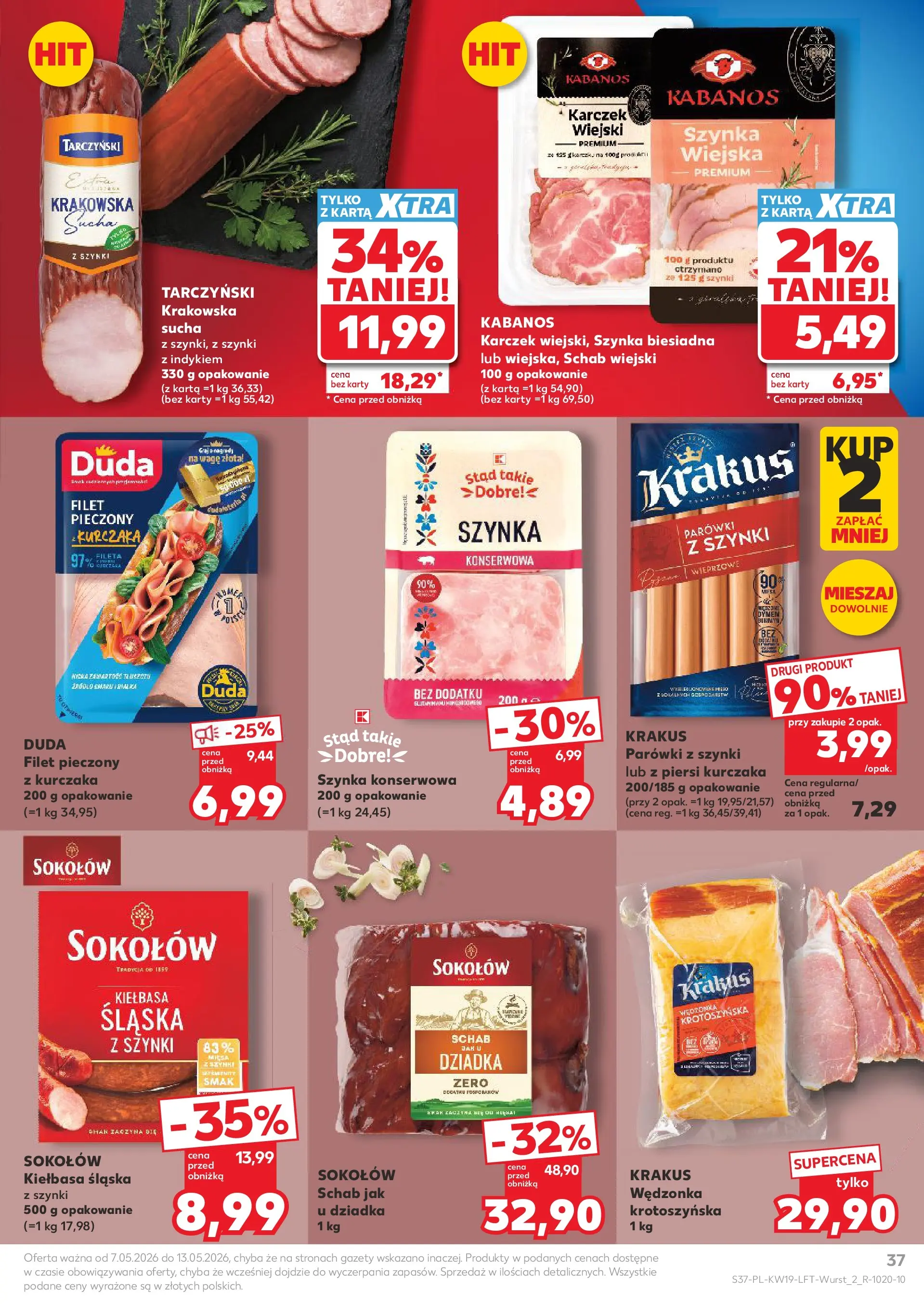 Kaufland gazetka od 07.05.2026 - od jutra PDF | Strona: 37 | Produkty: Karta, Schab, Szynka, Kiełbasa śląska