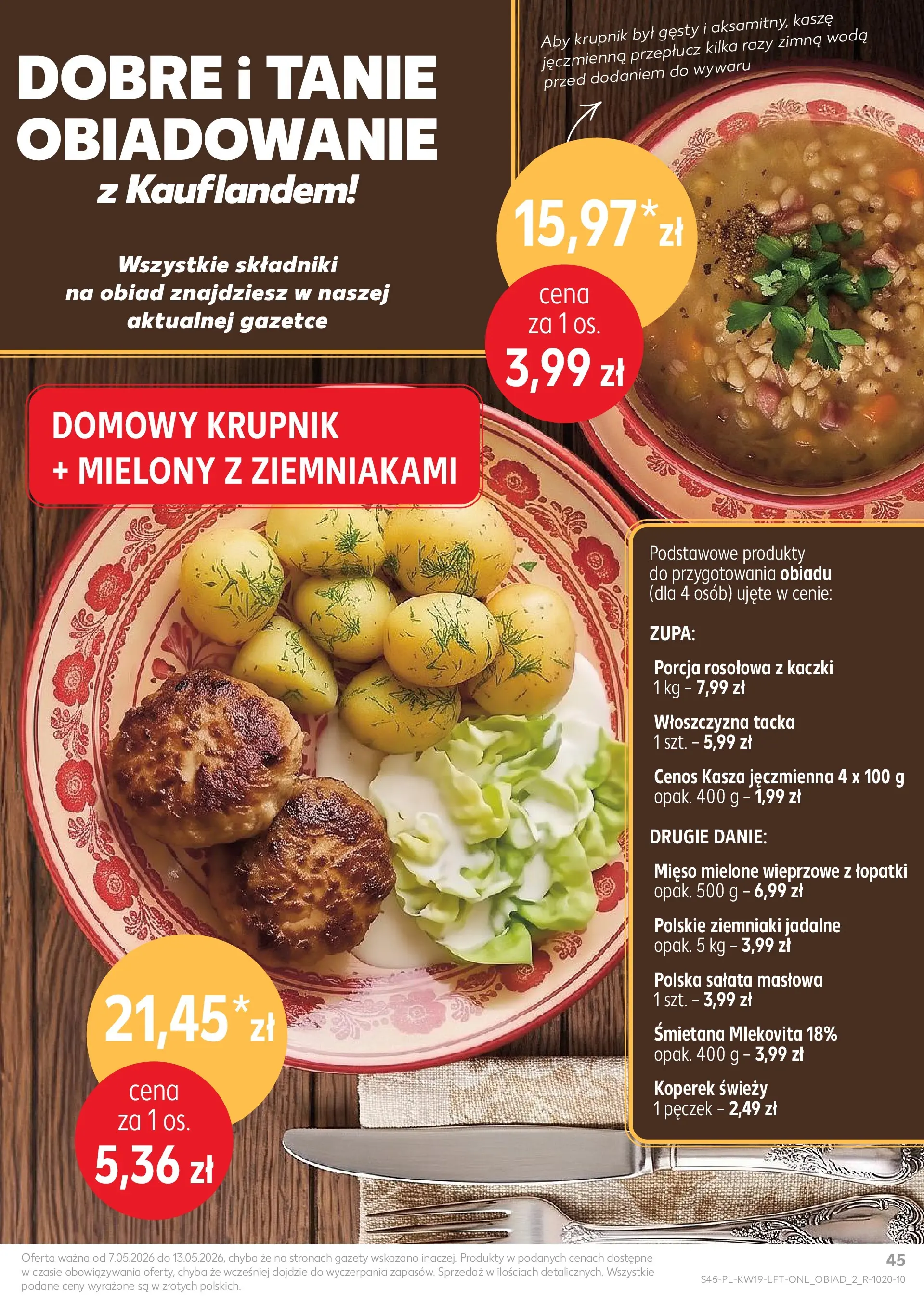 Kaufland gazetka od 07.05.2026 - od jutra PDF | Strona: 45 | Produkty: Kasza, Kasza jęczmienna, Zupa, Śmietana