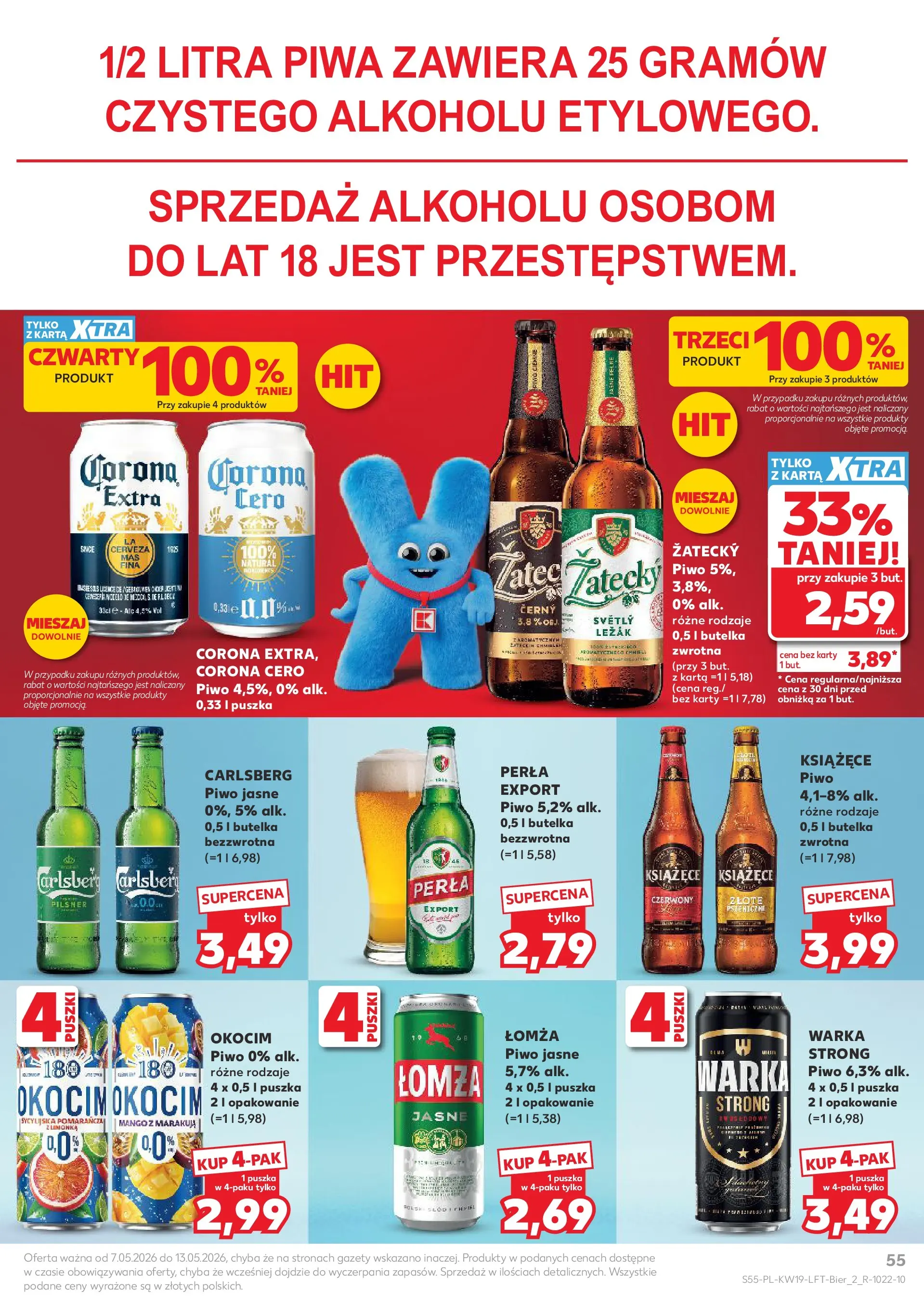Kaufland gazetka od 07.05.2026 - od jutra PDF | Strona: 55 | Produkty: Karta, Leżak, Warka, Piwo