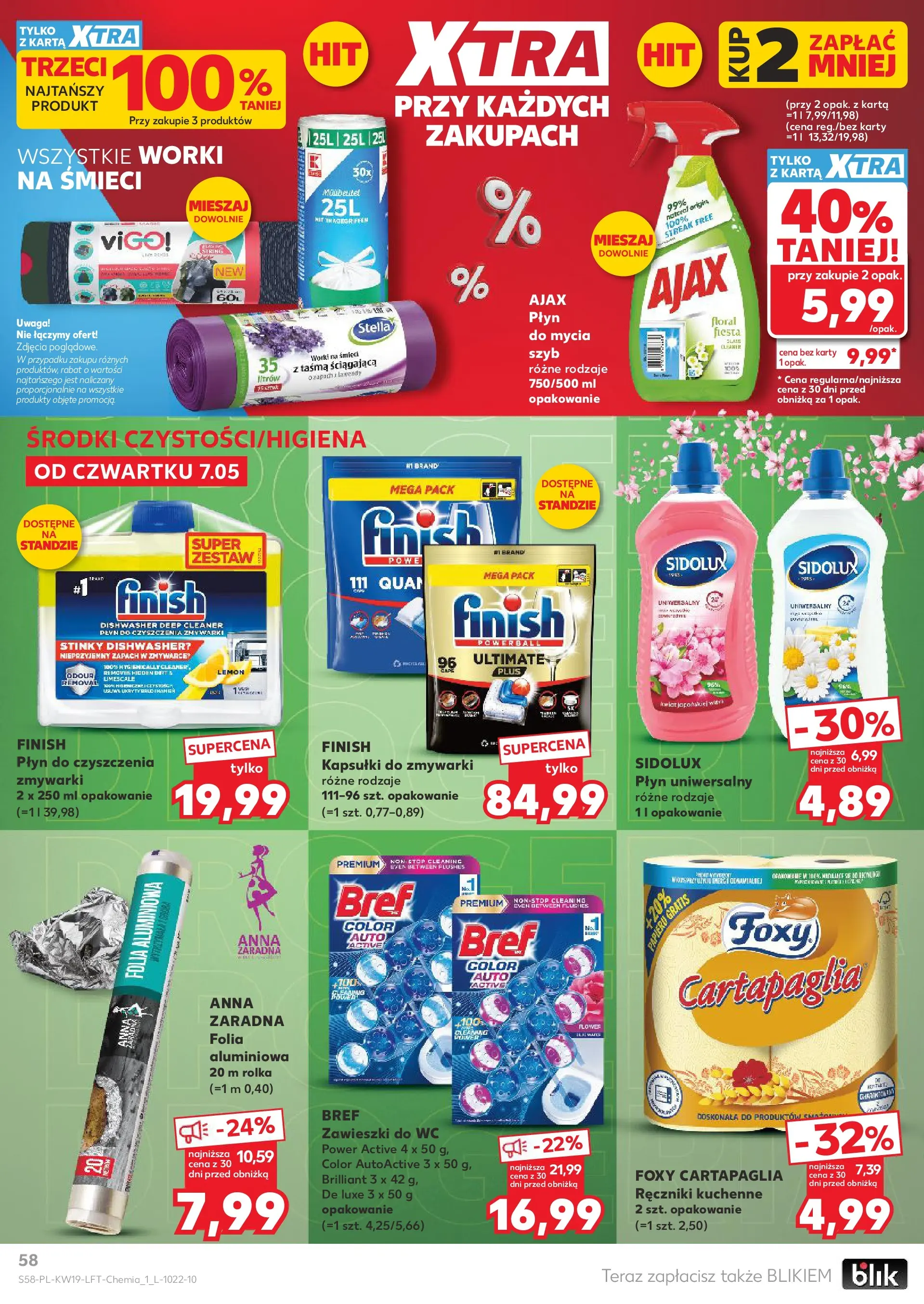 Kaufland gazetka od 07.05.2026 - od jutra PDF | Strona: 58 | Produkty: Ręczniki kuchenne, Karta, Finish, Kapsułki do zmywarki