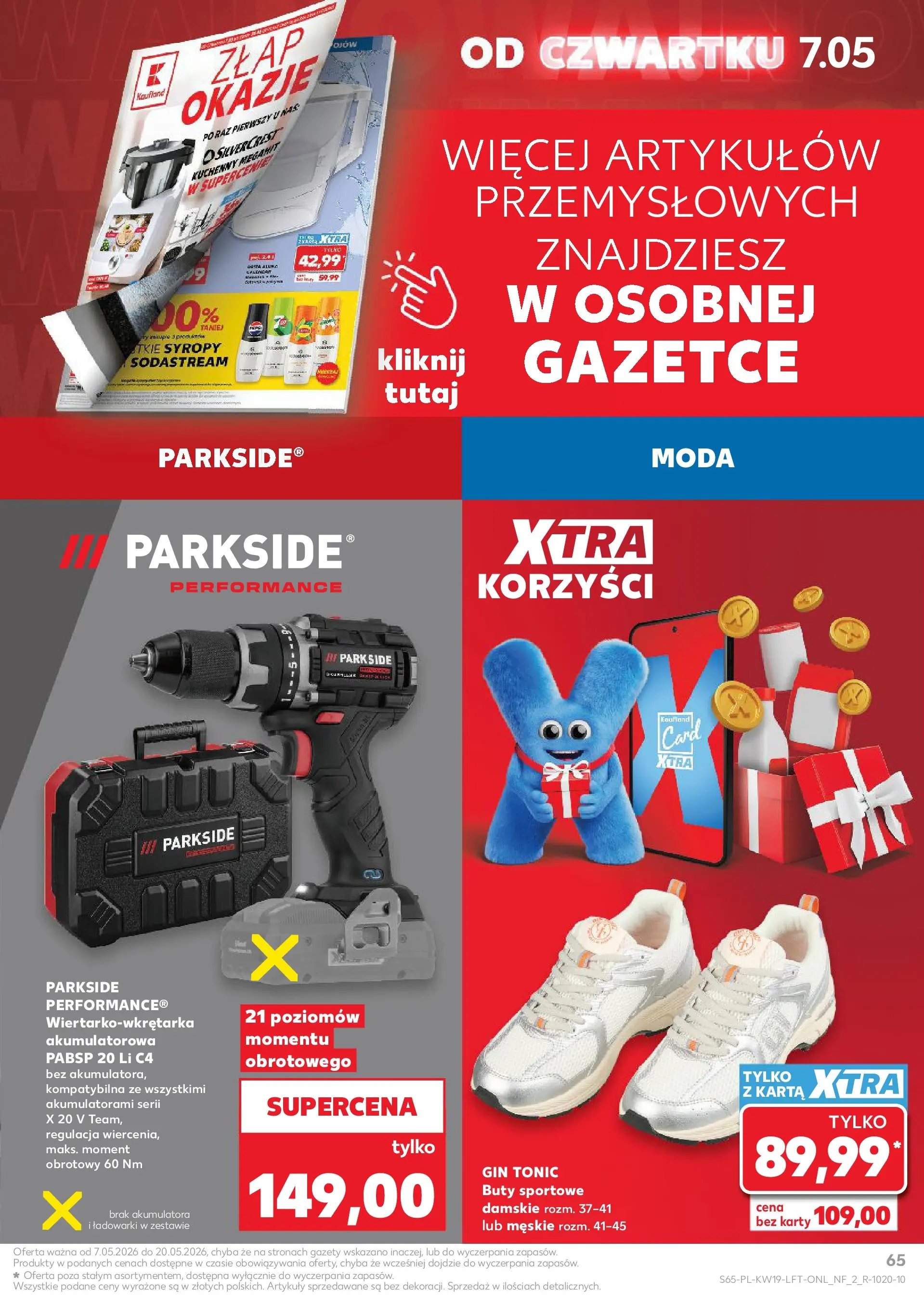 Kaufland gazetka od 07.05.2026 - od jutra PDF | Strona: 65 | Produkty: Buty sportowe, Karta, Gin, Sodastream