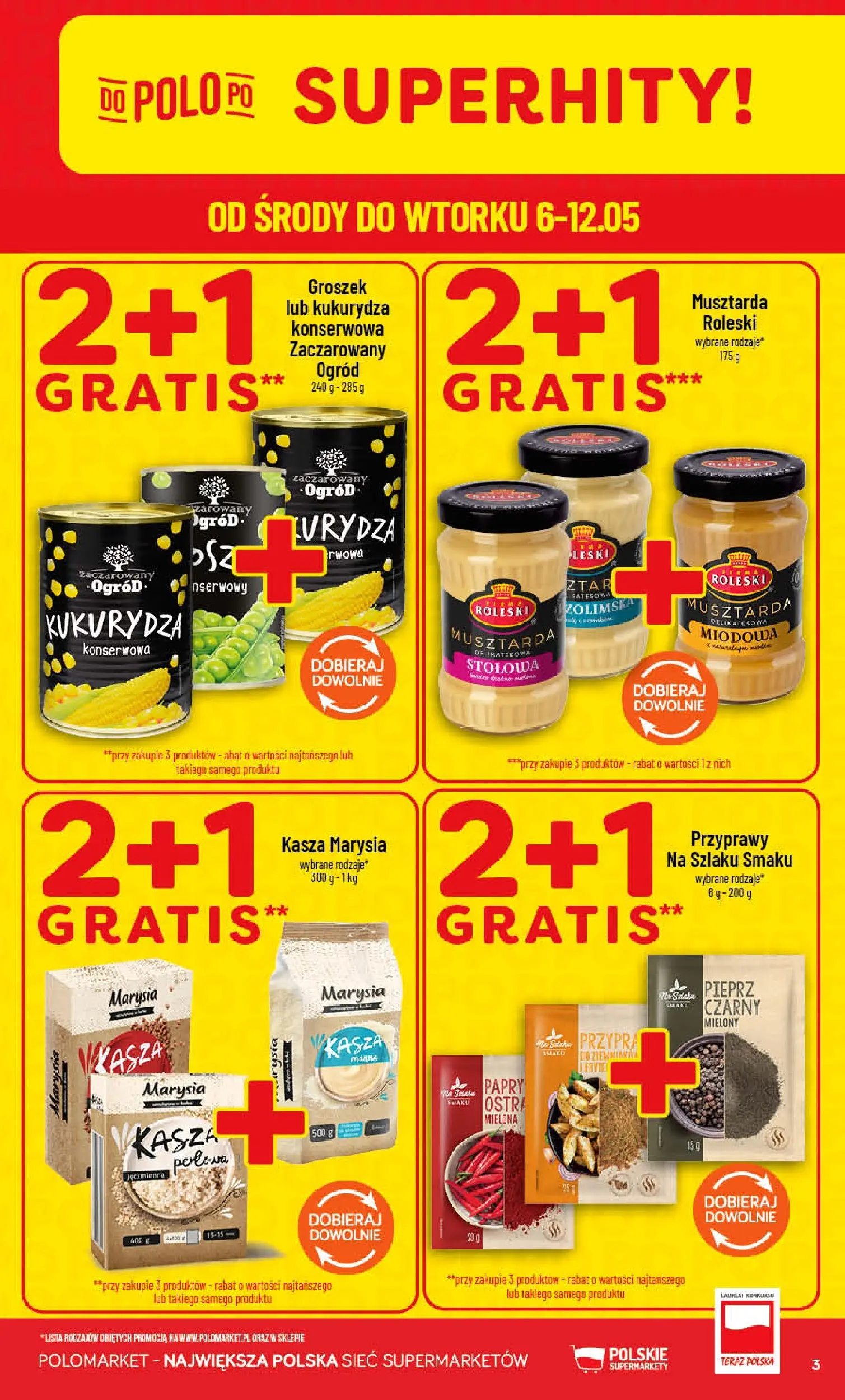Nowa POLOmarket gazetka od jutra 06.05.2026 | Strona: 3 | Produkty: Musztarda miodowa, Groszek, Kukurydza, Pieprz