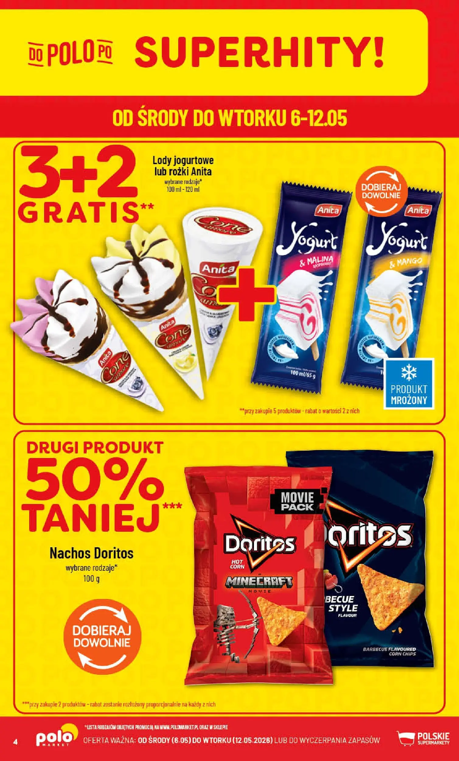 Nowa POLOmarket gazetka od jutra 06.05.2026 | Strona: 4 | Produkty: Mango, Malina, Nachos, Lody jogurtowe
