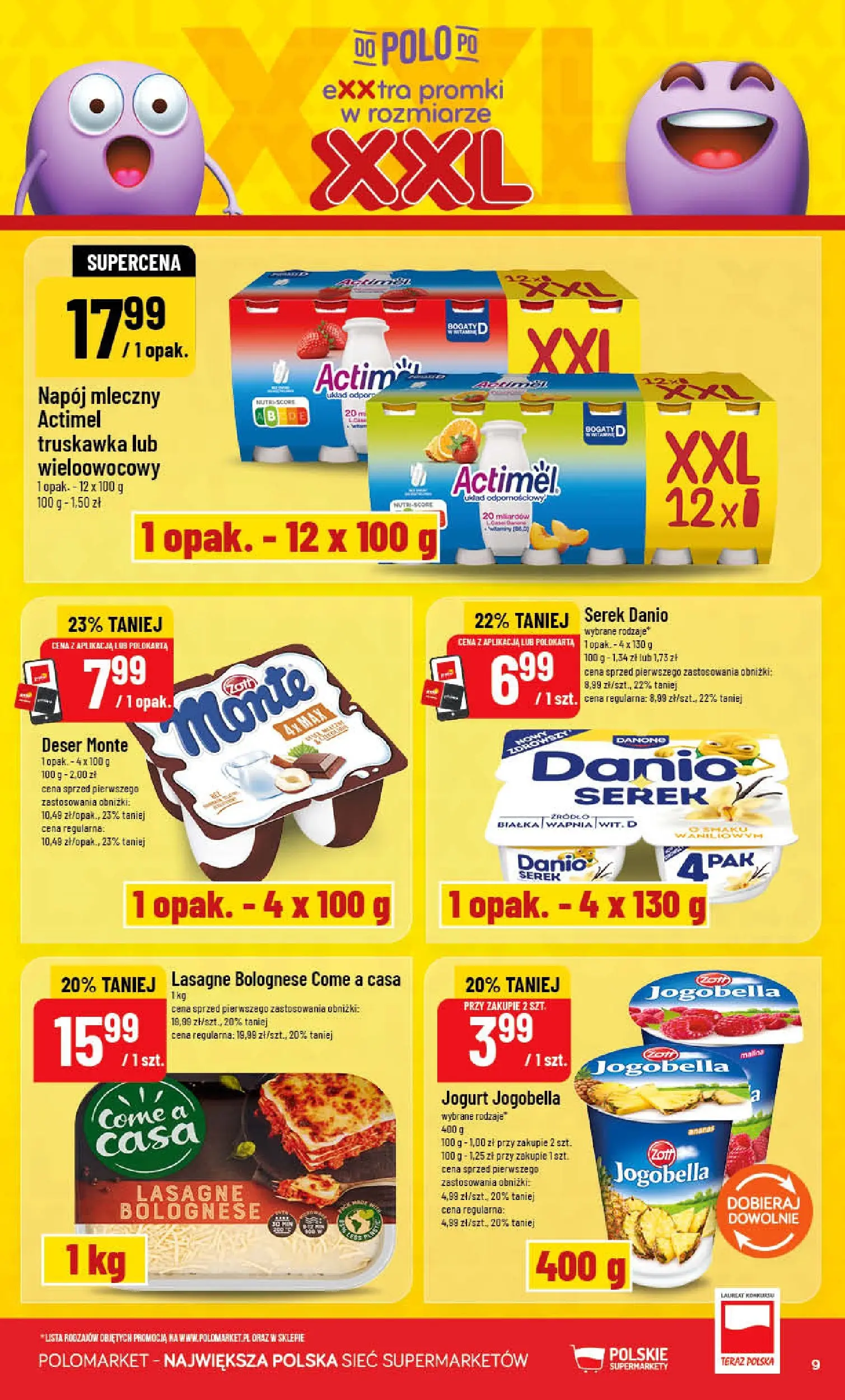 Nowa POLOmarket gazetka od jutra 06.05.2026 | Strona: 9 | Produkty: Serek, Lasagne, Jogurt, Lasagne bolognese