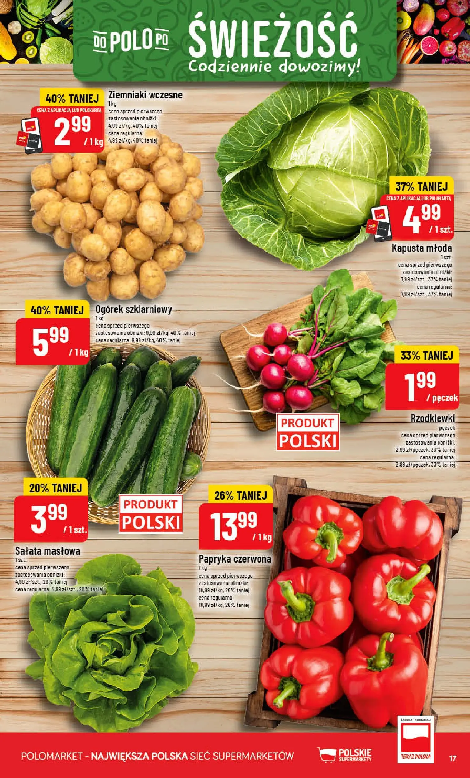 Nowa POLOmarket gazetka od jutra 06.05.2026 | Strona: 17 | Produkty: Kapusta, Papryka, Papryka czerwona, Ziemniaki