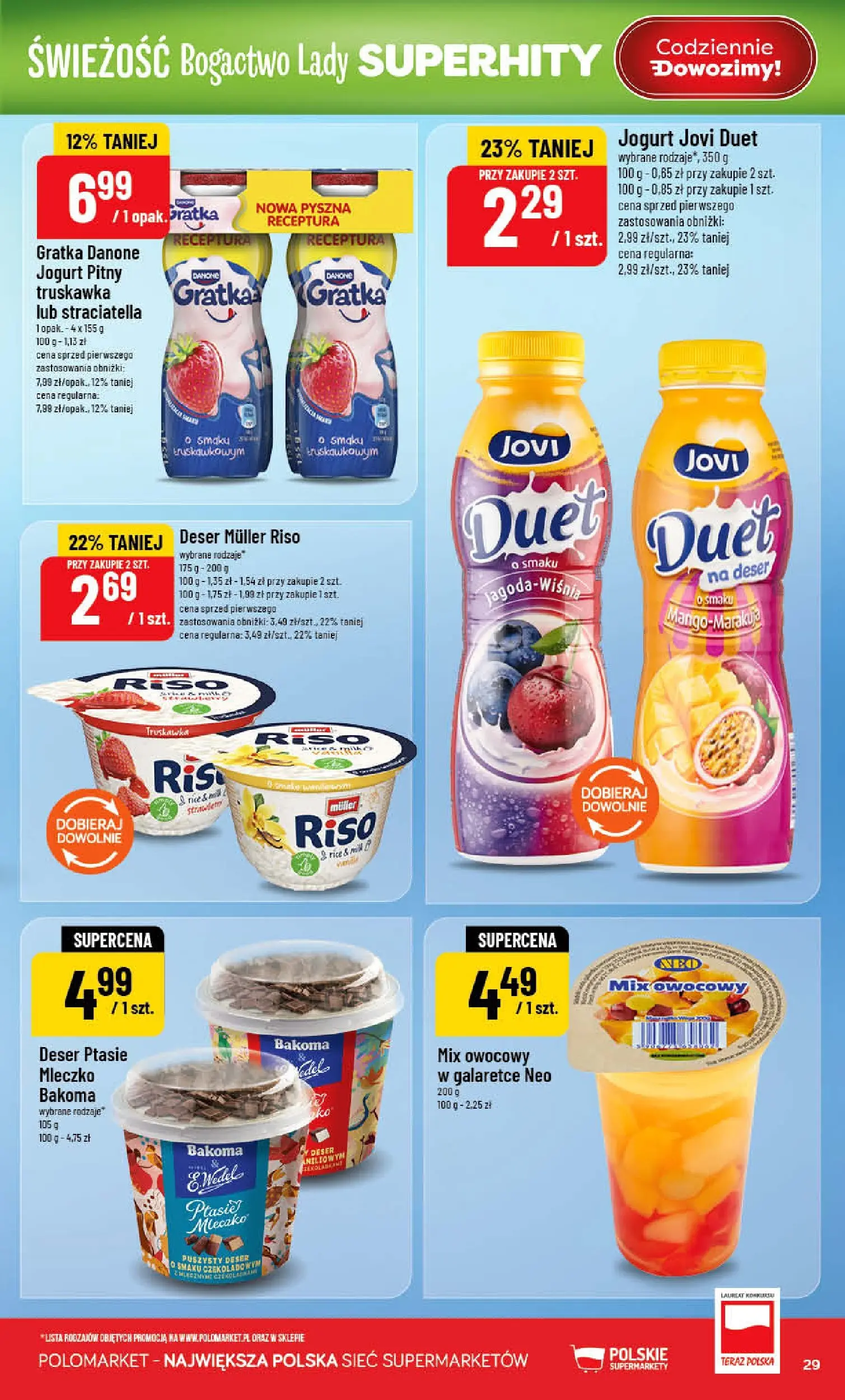 Nowa POLOmarket gazetka od jutra 06.05.2026 | Strona: 29 | Produkty: Jogurt pitny, Ptasie mleczko, Jogurt
