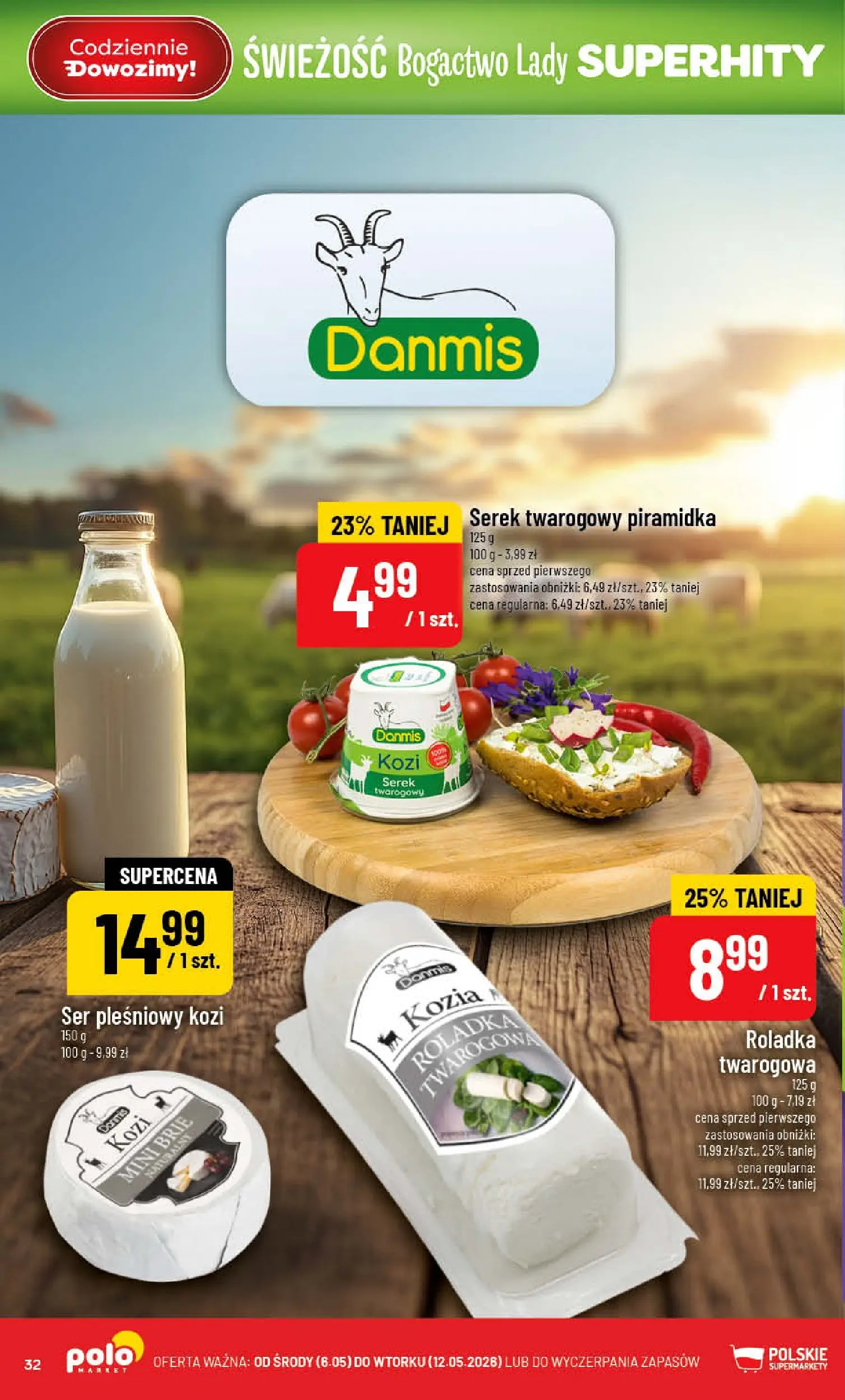 Nowa POLOmarket gazetka od jutra 06.05.2026 | Strona: 32 | Produkty: Ser pleśniowy, Serek, Ser