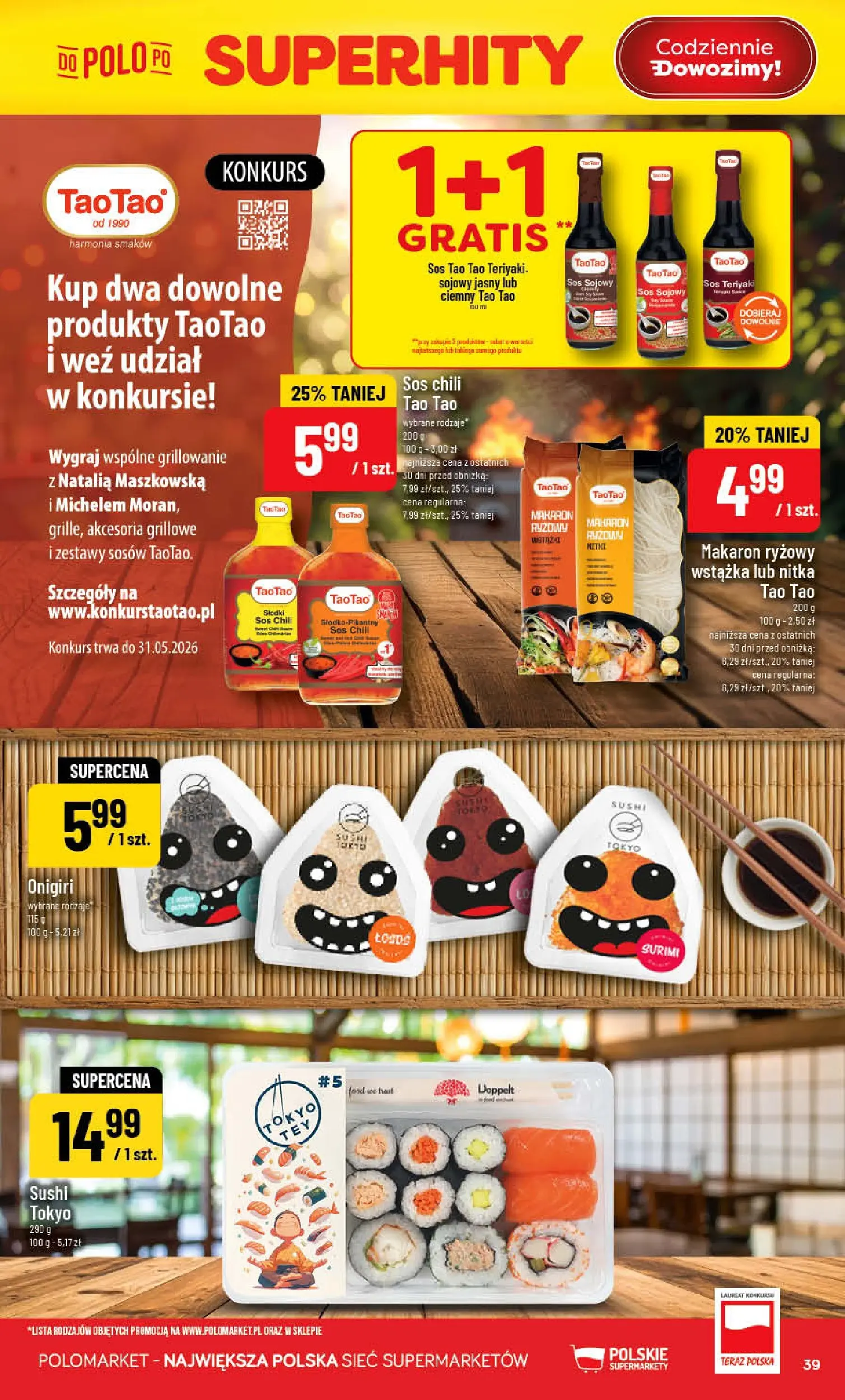 Nowa POLOmarket gazetka od jutra 06.05.2026 | Strona: 39 | Produkty: Sos tao tao, Sushi, Makaron, Sos