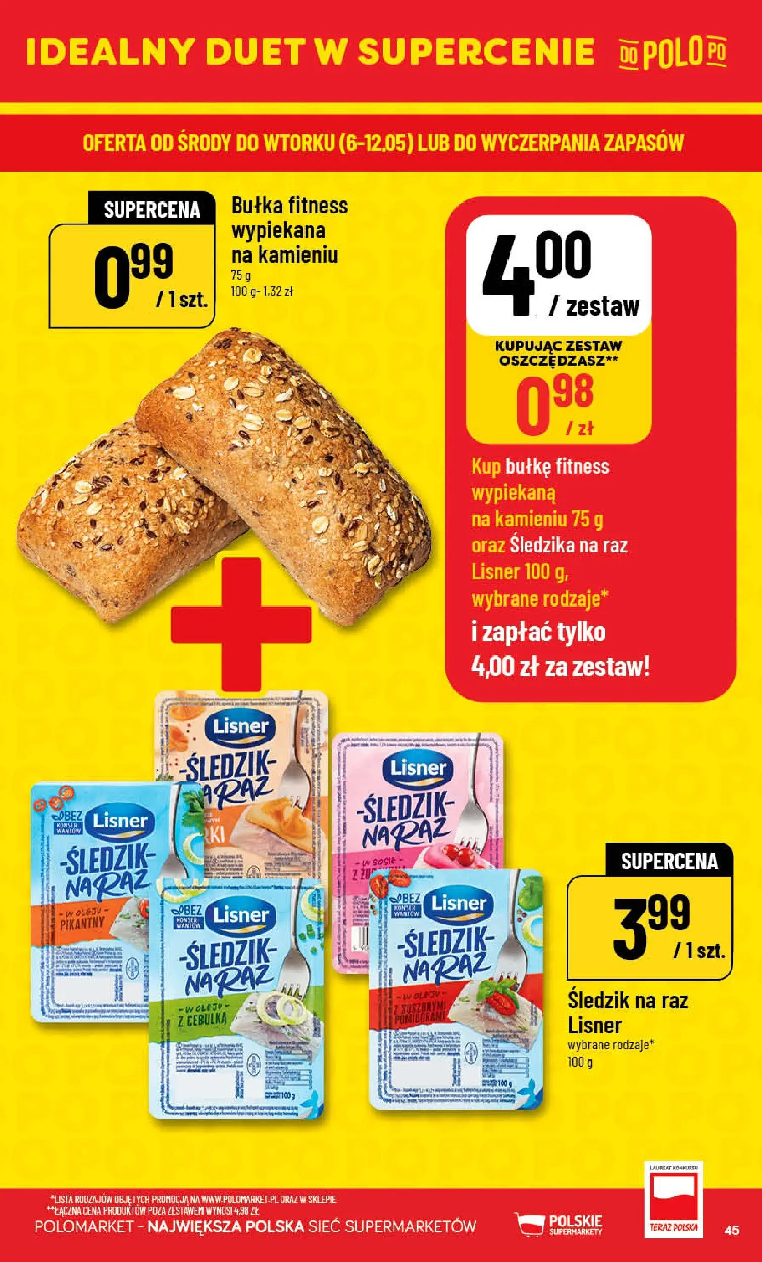 Nowa POLOmarket gazetka od jutra 06.05.2026 | Strona: 45 | Produkty: Bułka fitness, Bułka
