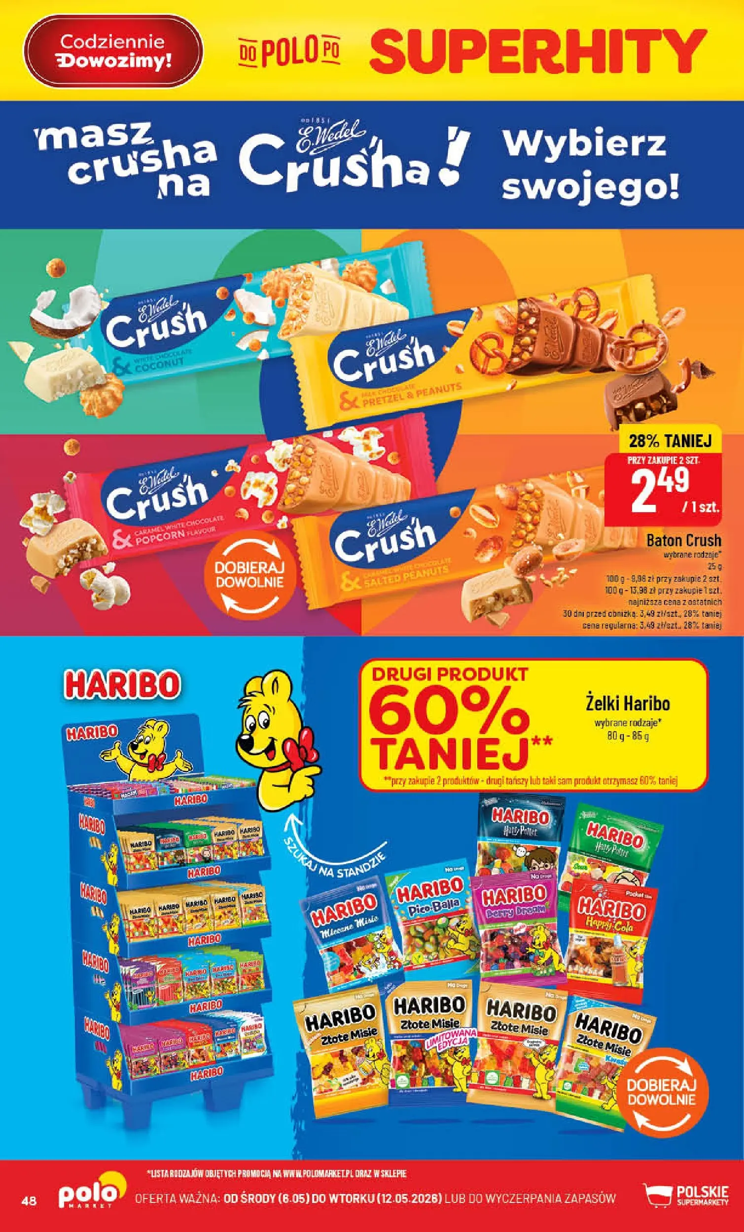Nowa POLOmarket gazetka od jutra 06.05.2026 | Strona: 48 | Produkty: Żelki haribo, Baton, Żelki, Popcorn