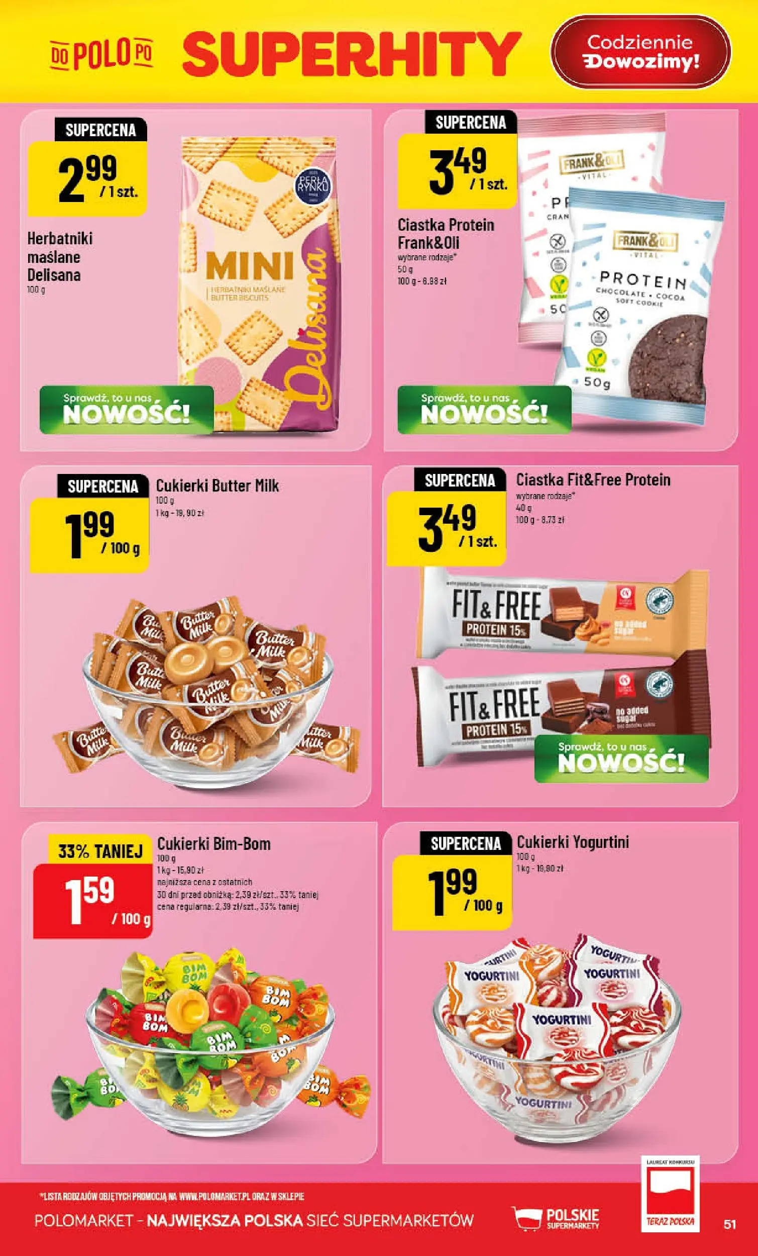 Nowa POLOmarket gazetka od jutra 06.05.2026 | Strona: 51 | Produkty: Herbatniki, Cukierki, Ciastka