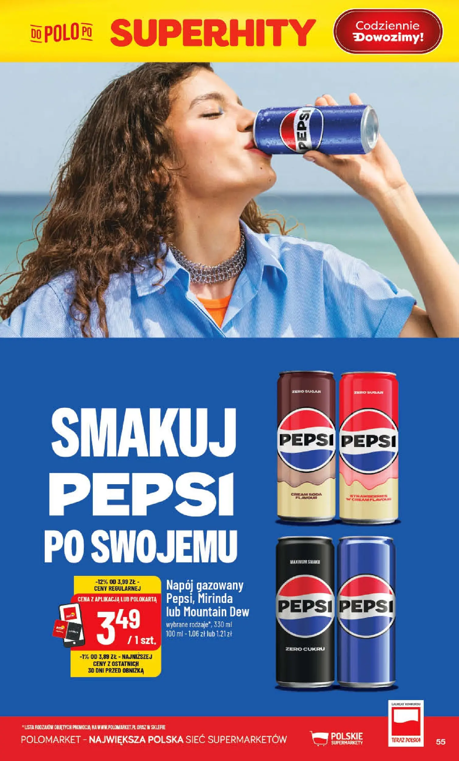 Nowa POLOmarket gazetka od jutra 06.05.2026 | Strona: 55 | Produkty: Pepsi