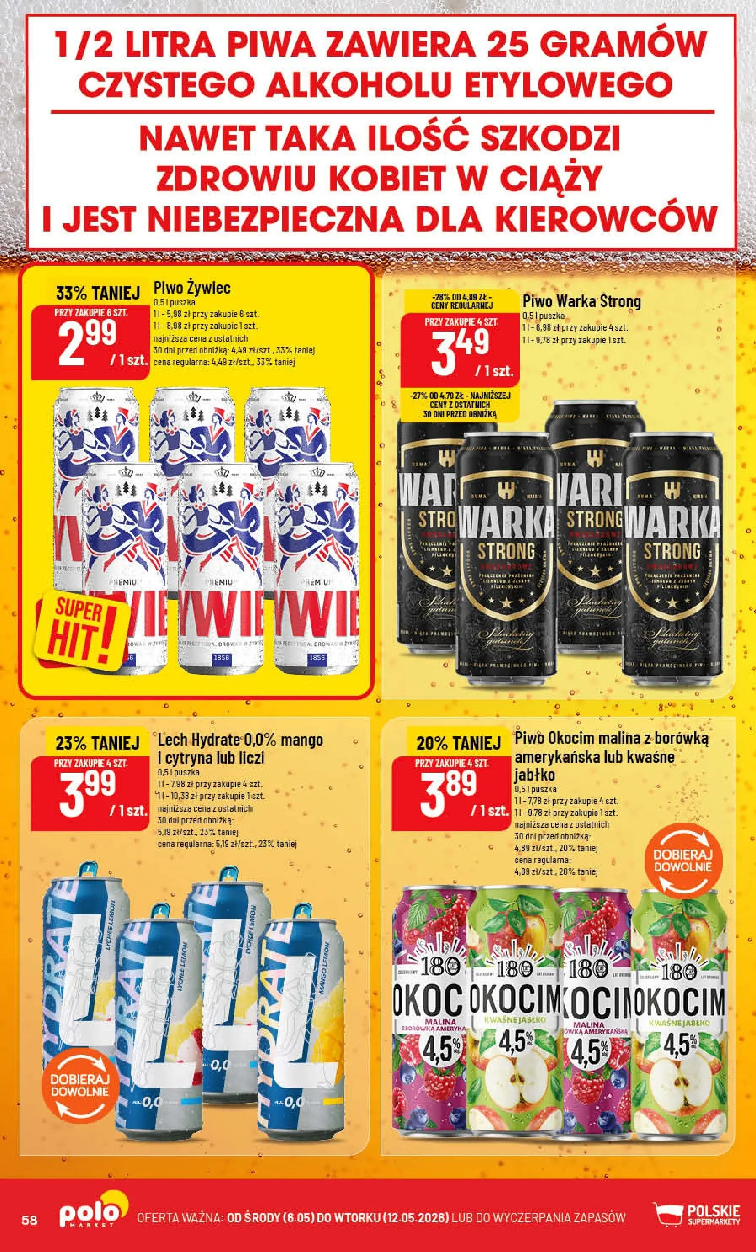 Nowa POLOmarket gazetka od jutra 06.05.2026 | Strona: 58 | Produkty: Cytryna, Malina, Piwo Warka, Piwo