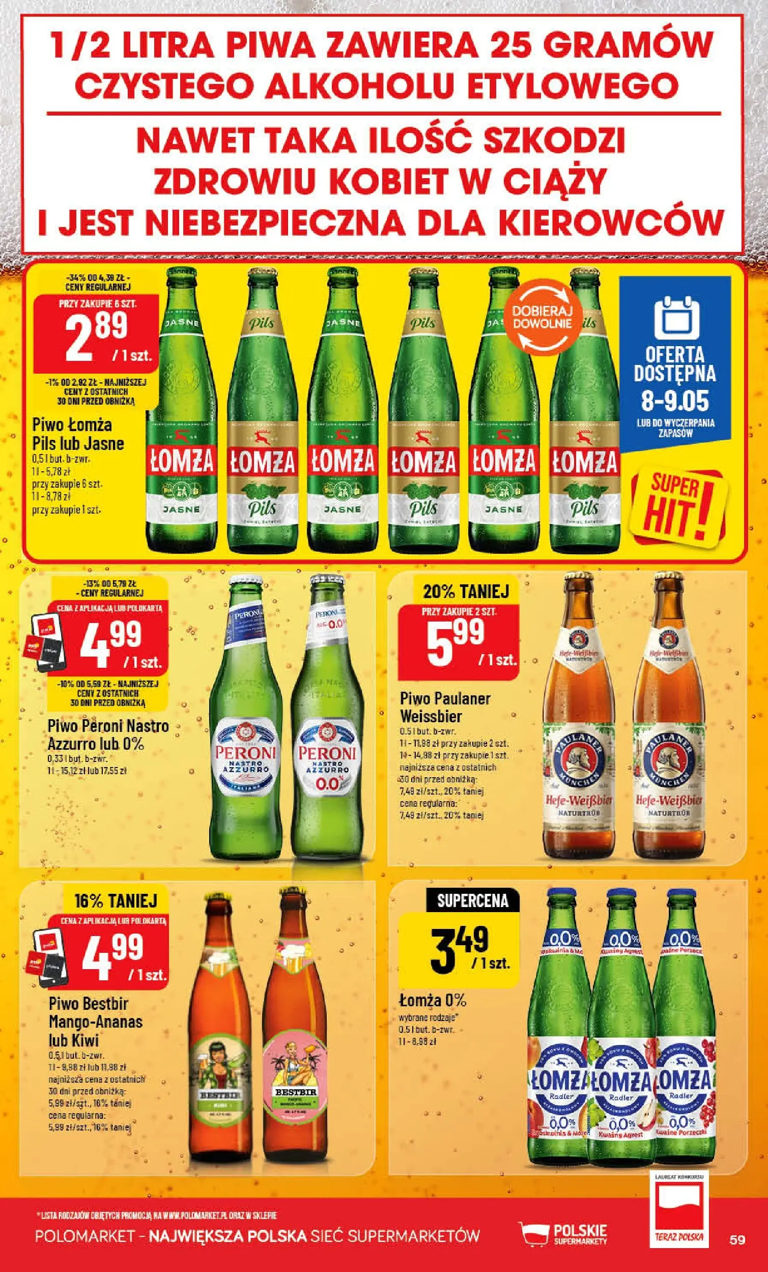 Nowa POLOmarket gazetka od jutra 06.05.2026 | Strona: 59 | Produkty: Piwo, Kiwi