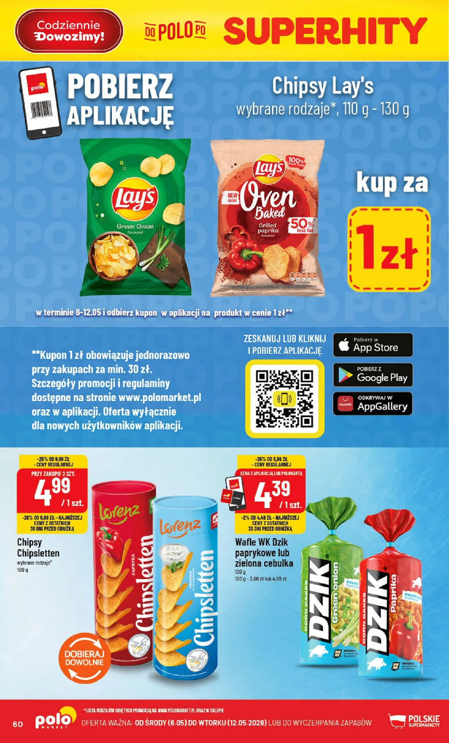 Nowa POLOmarket gazetka od jutra 06.05.2026 | Strona: 60 | Produkty: Chipsy, Wafle, Papryka