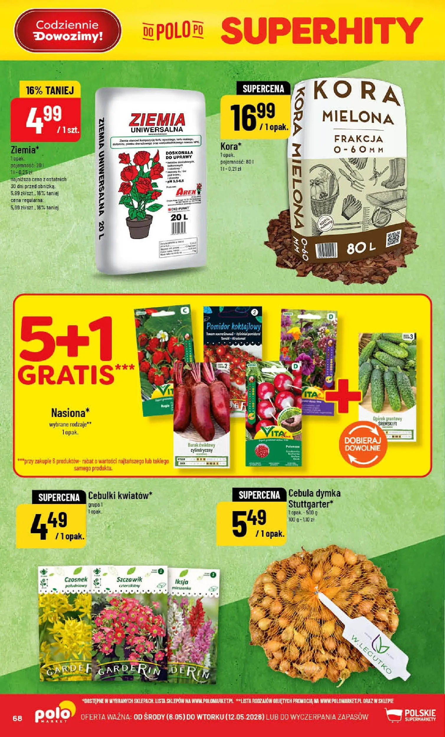 Nowa POLOmarket gazetka od jutra 06.05.2026 | Strona: 68 | Produkty: Czosnek, Burak, Ziemia uniwersalna, Ziemia