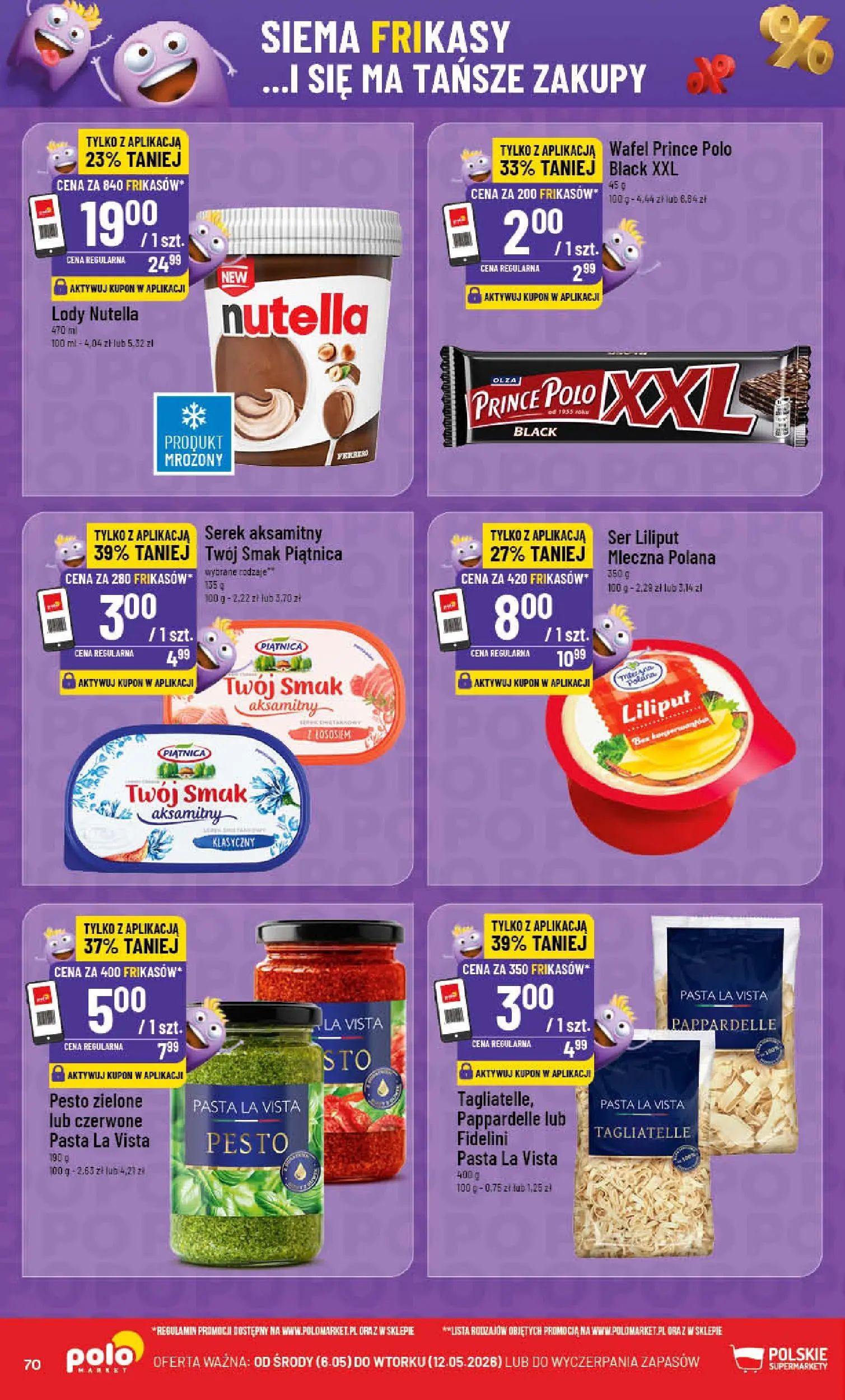 Nowa POLOmarket gazetka od jutra 06.05.2026 | Strona: 70 | Produkty: Prince polo xxl, Serek, Pesto, Ser