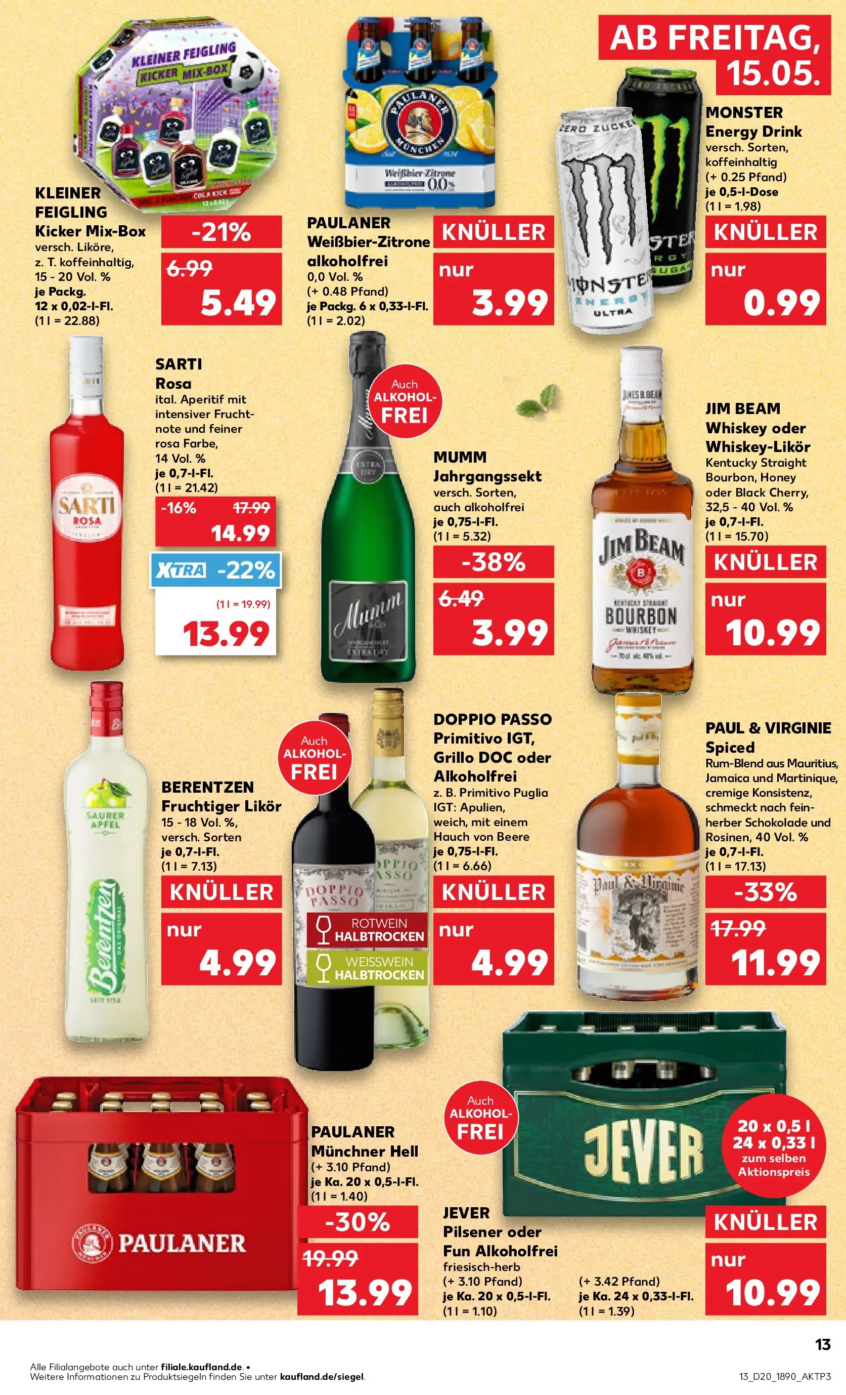 Prospekt Kaufland ab 14.05.2026 » Angebote Online zum Blättern | Seite: 13 | Produkte: Rotwein, Äpfel, Monster, Jever