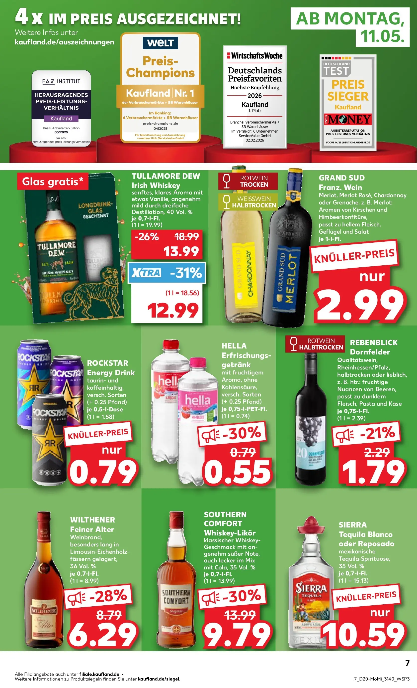 Prospekt Kaufland ab 10.05.2026 » Angebote Online zum Blättern | Seite: 7 | Produkte: Rockstar energy, Rotwein, Kirschen, Southern comfort