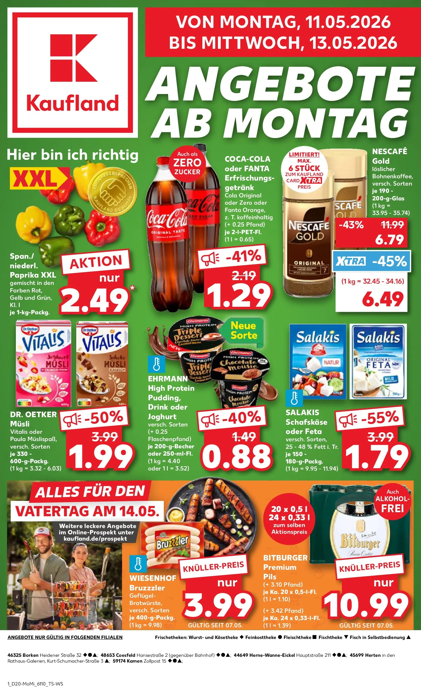 Prospekt Kaufland ab 10.05.2026 » Angebote Online zum Blättern | Seite: 1 | Produkte: Bitburger, Cola, Fisch, Paprika