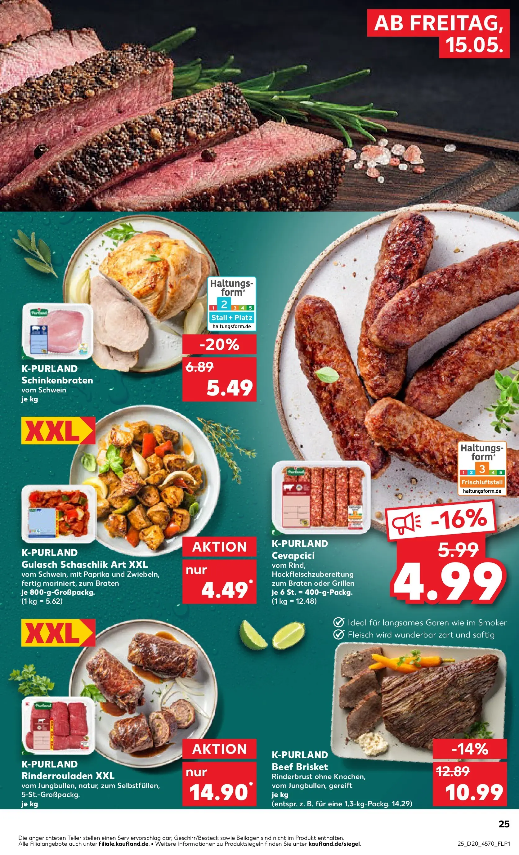 Prospekt Kaufland ab 15.05.2026 » Angebote Online zum Blättern | Seite: 25 | Produkte: Rinderrouladen, Paprika, Gulasch, Fleisch