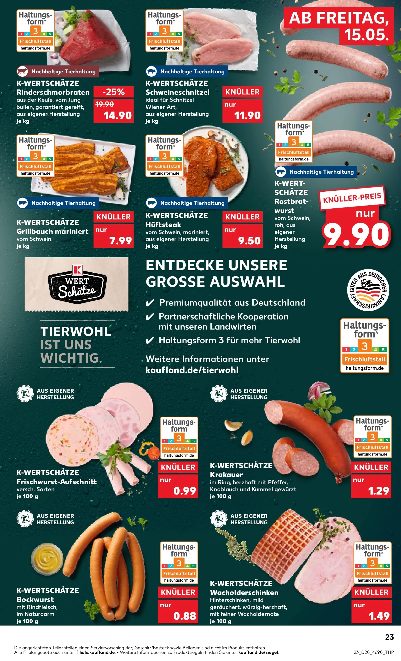 Prospekt Kaufland ab 15.05.2026 » Angebote Online zum Blättern | Seite: 23 | Produkte: Bockwurst, Schnitzel, Wurst, Steak