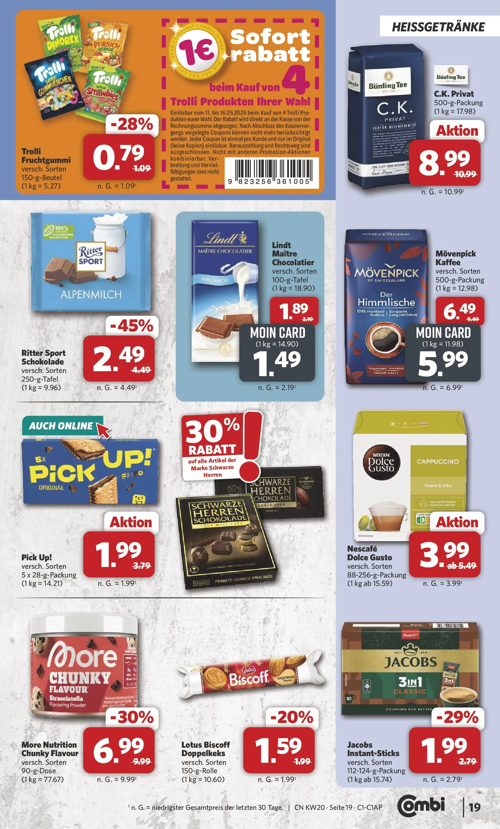 Combi Prospekt Weener (ab 11.05.2026) zum Blättern | Seite: 19 | Produkte: Nescafe, Tee, Lindt, Dolce gusto