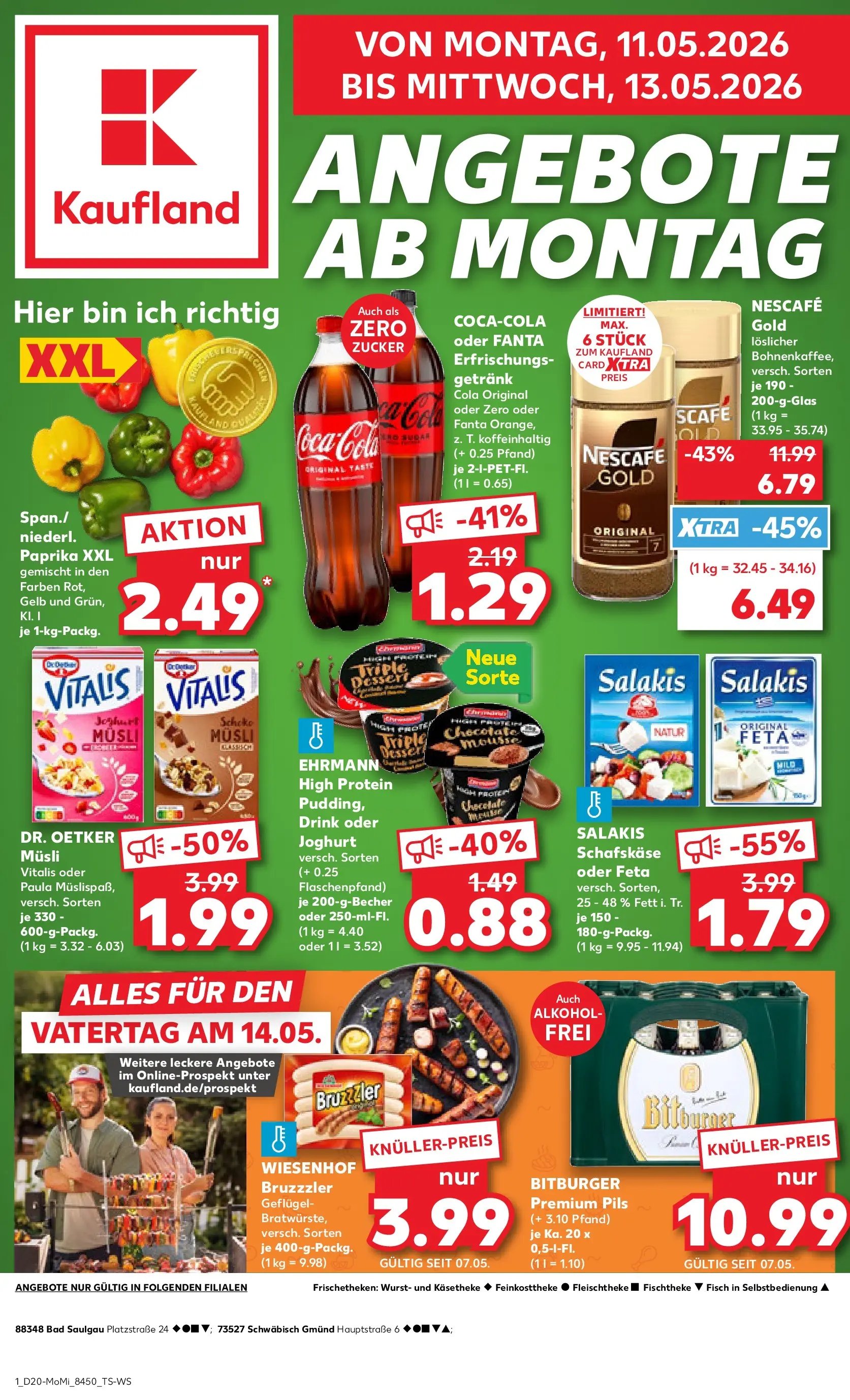 Prospekt Kaufland ab 10.05.2026 » Angebote Online zum Blättern | Seite: 1 | Produkte: Musli, Nescafe, Pils, Zucker