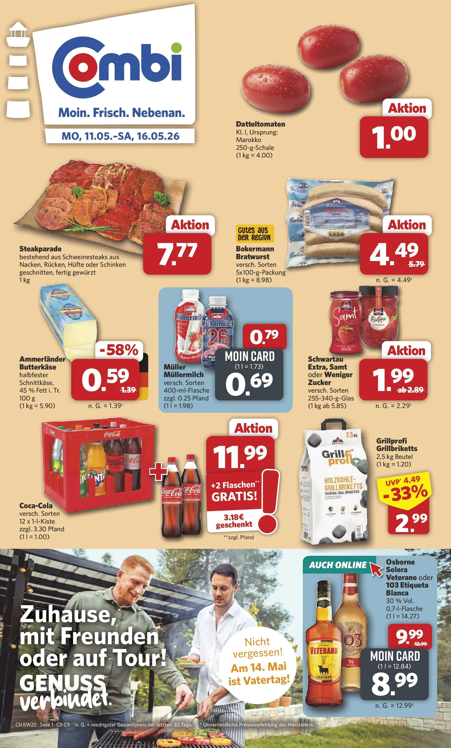 Combi Prospekt Detmold (ab 11.05.2026) zum Blättern | Seite: 1 | Produkte: Osborne, Bratwurst, Müllermilch, Schinken