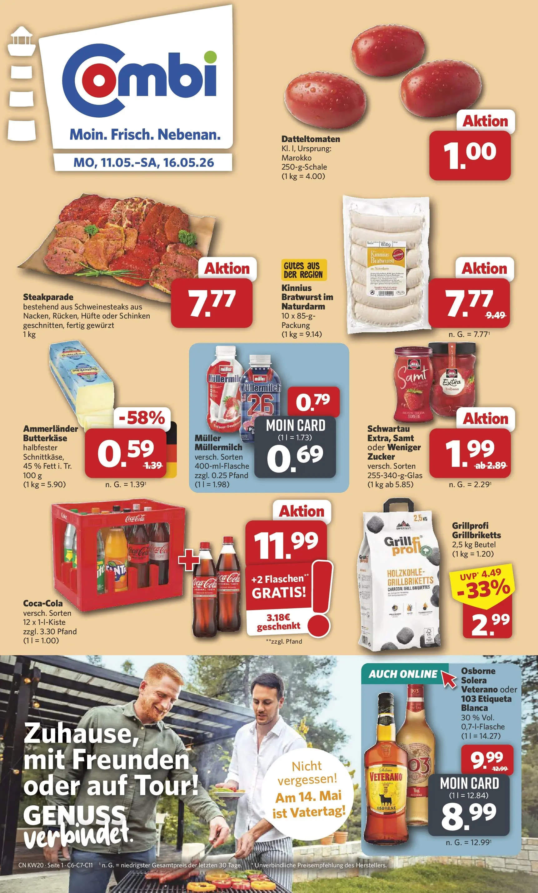 Combi Prospekt Dülmen (ab 11.05.2026) zum Blättern | Seite: 1 | Produkte: Osborne, Cola, Bratwurst, Schinken