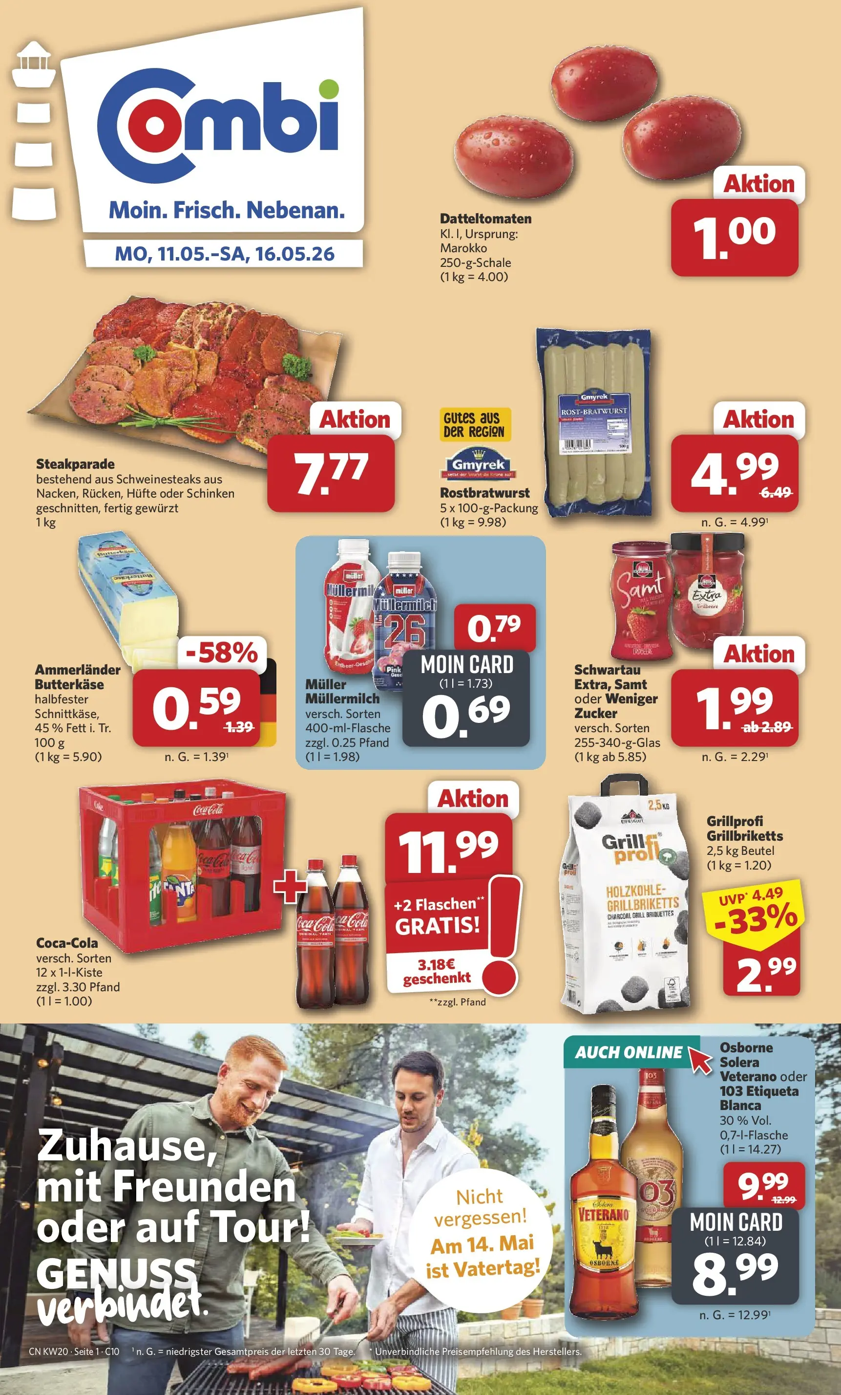 Combi Prospekt Celle (ab 11.05.2026) zum Blättern | Seite: 1 | Produkte: Osborne, Zucker, Müllermilch, Schinken