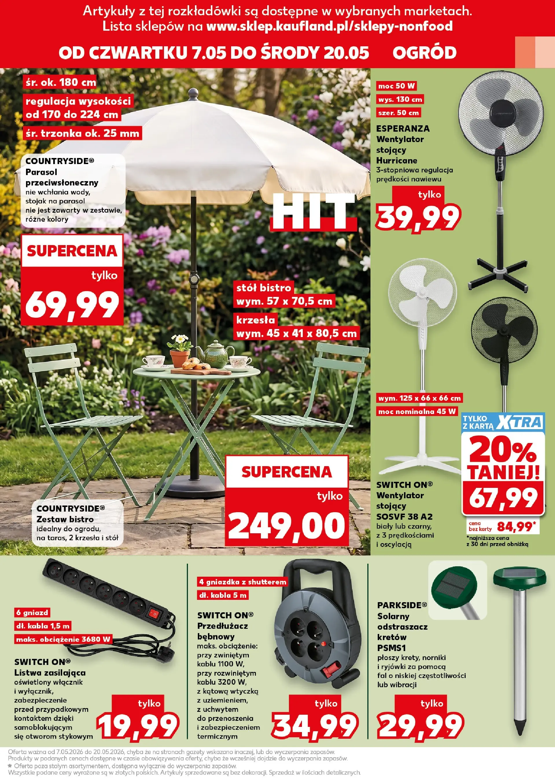 Kaufland gazetka - Złap Okazje od 07.05.2026 - od jutra PDF | Strona: 9 | Produkty: Parasol, Wentylator, Przedłużacz, Stół