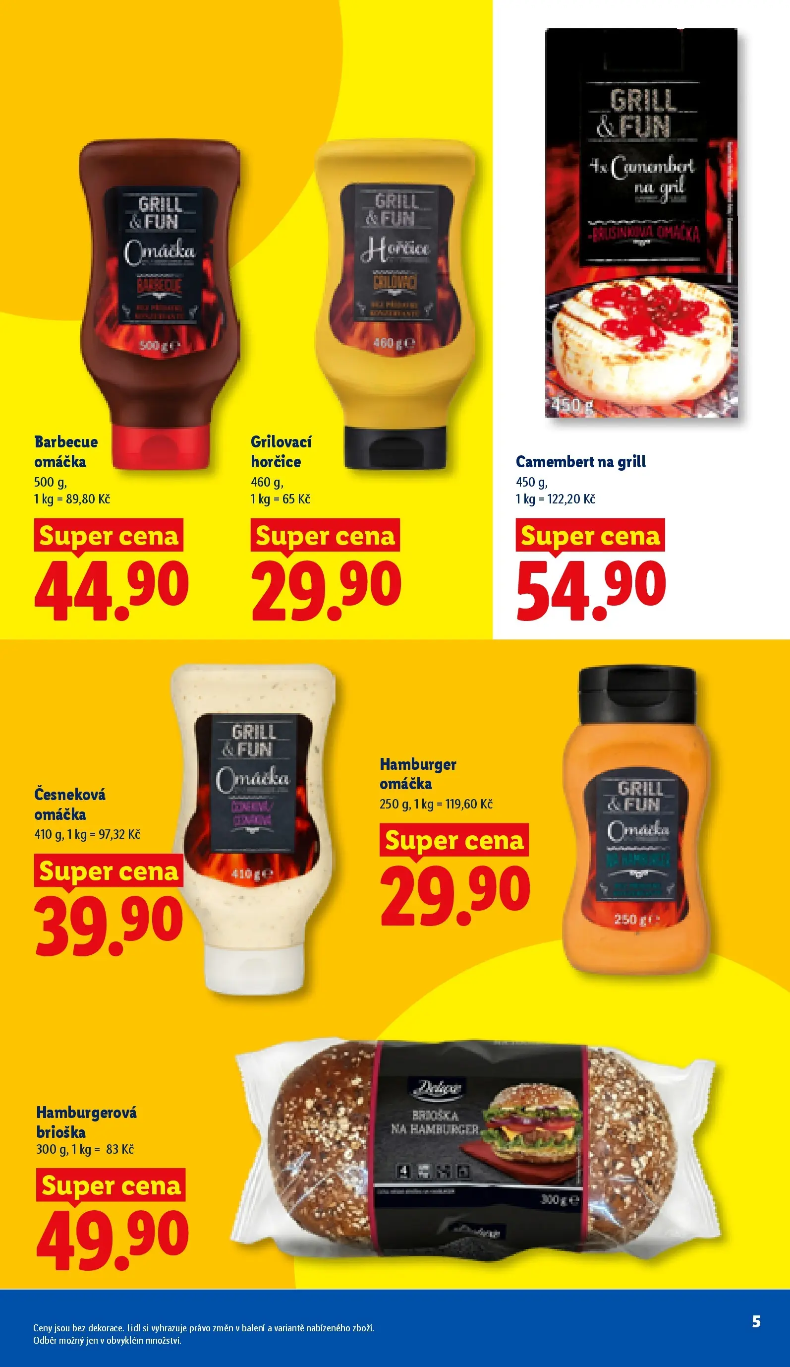Lidl leták od 04.05.2026 - Nový akční leták | Strana: 5 | Produkty: Brioška, Hamburger, Barbecue omáčka, Camembert