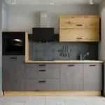 M&ouml;belix K&uuml;chenleerblock Bobbi 260cm Anthrazit/ Eiche Dekor