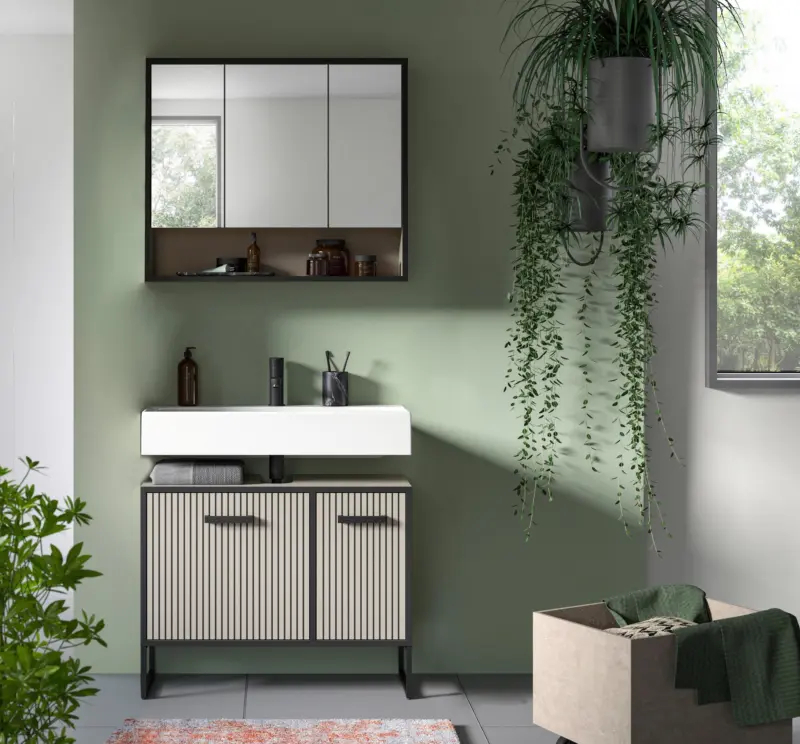 Badezimmer Bagno 2-teilig Kaschmir/Schwarz