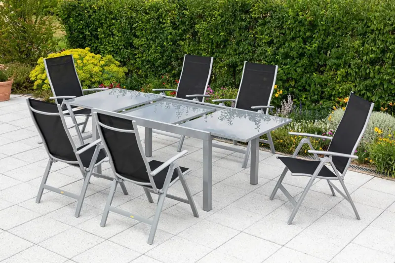 Gartentisch ausziehbar Ambia Garden Metall/Glas L: 200 cm
