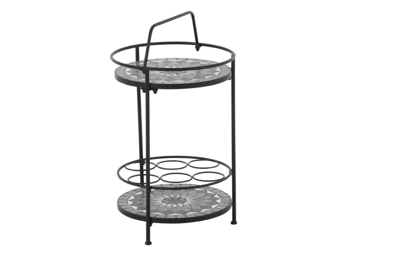 Gartentisch Mosaik ca. 42x74 cm Schwarz