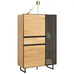Highboard Schwarz, Wildeiche 95/148,8/42 cm