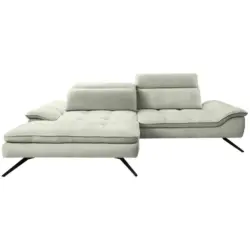 Ecksofa in Webstoff Wei&szlig; 179-202/288 cm
